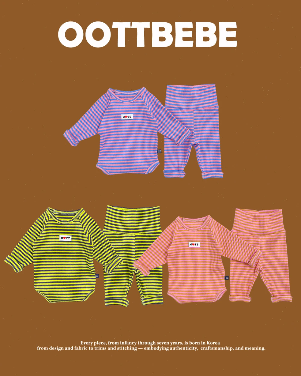 Oottbebe 糖果條紋嬰兒套裝