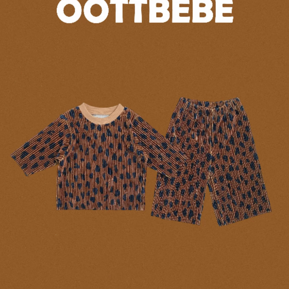 Oottbebe 天鵝絨豹紋褶皺套裝