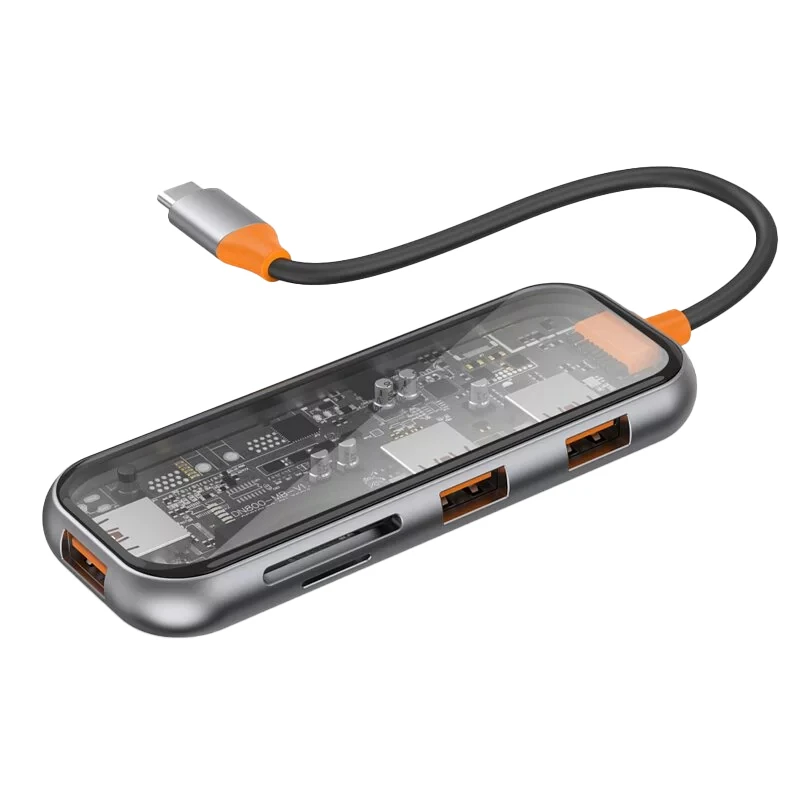 WiWU Cyber系列│USB-C HUB 透明五合一多功能集線器│七合一多功能集線器