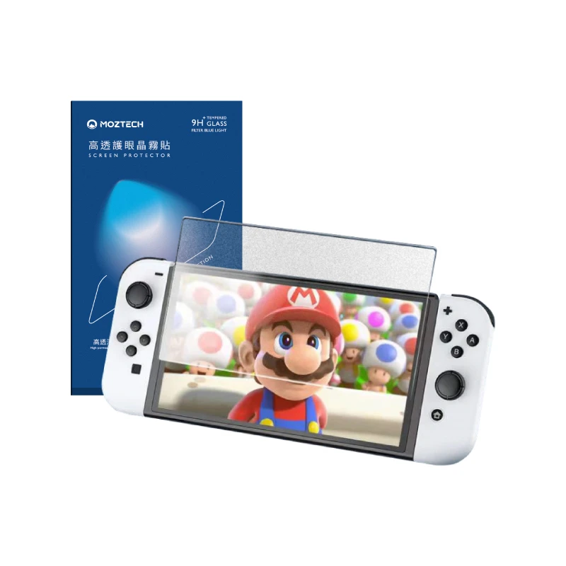 MOZTECH 萬魔│Switch OLED│無色抗藍光晶霧貼 9H+保護貼