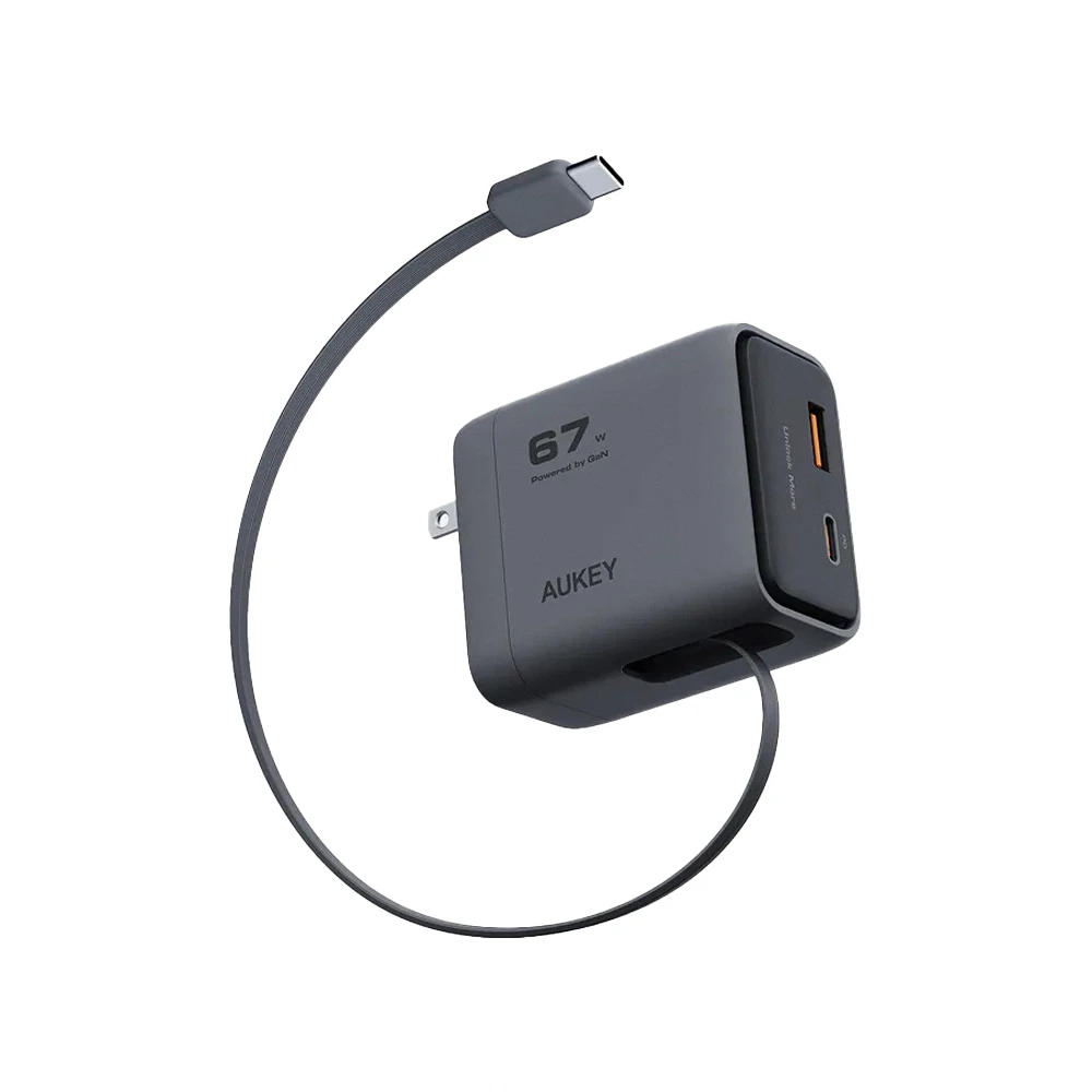 AUKEY 67W 氮化鎵自帶線充電器｜PA-C12｜快充充電器