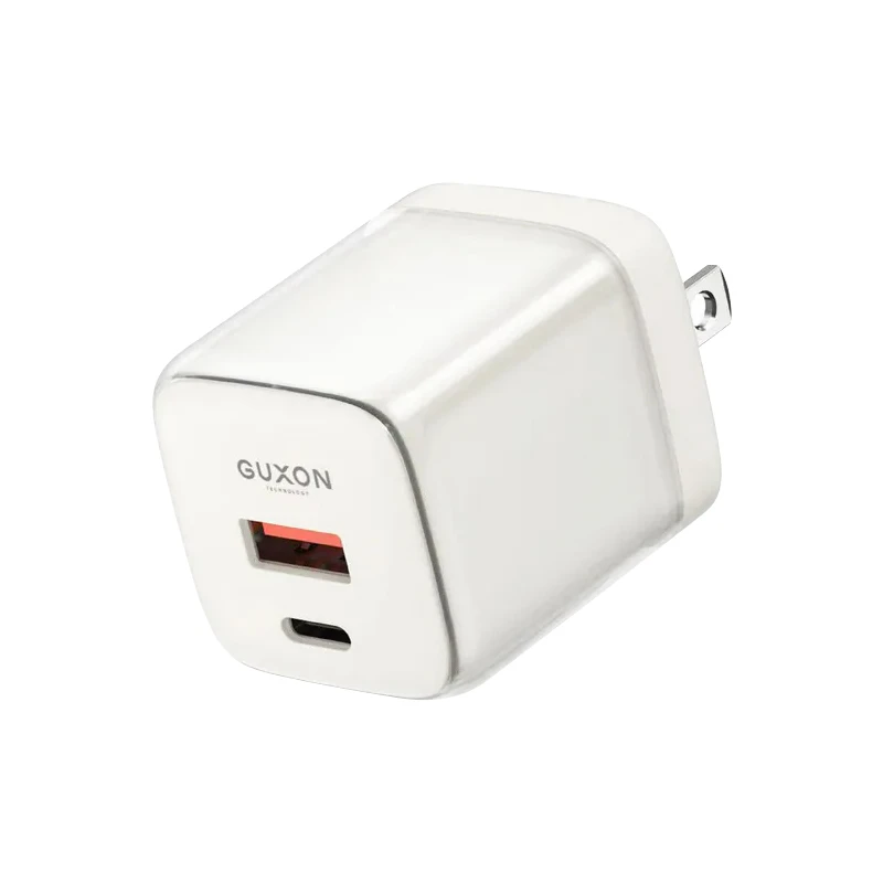GUXON Q CHARGE 30W 果凍GaN雙孔充電器｜Type-C+USB-A｜摺疊插腳