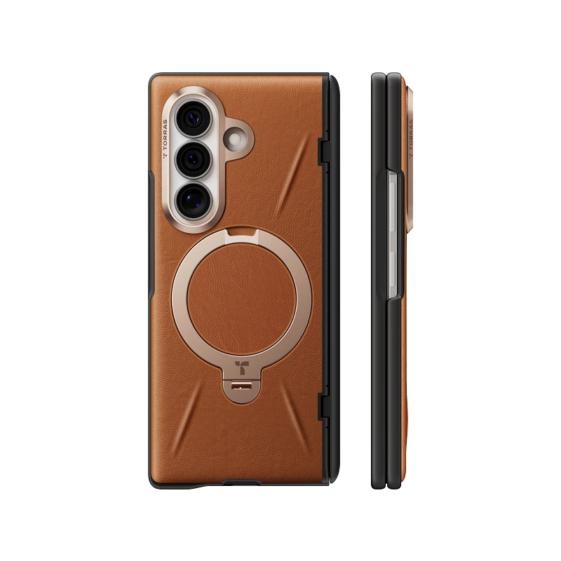 TORRAS Ostand Q3 VegSkin Galaxy Z Fold8 Ultra 皮革防摔殼｜360°旋轉｜18N強磁吸