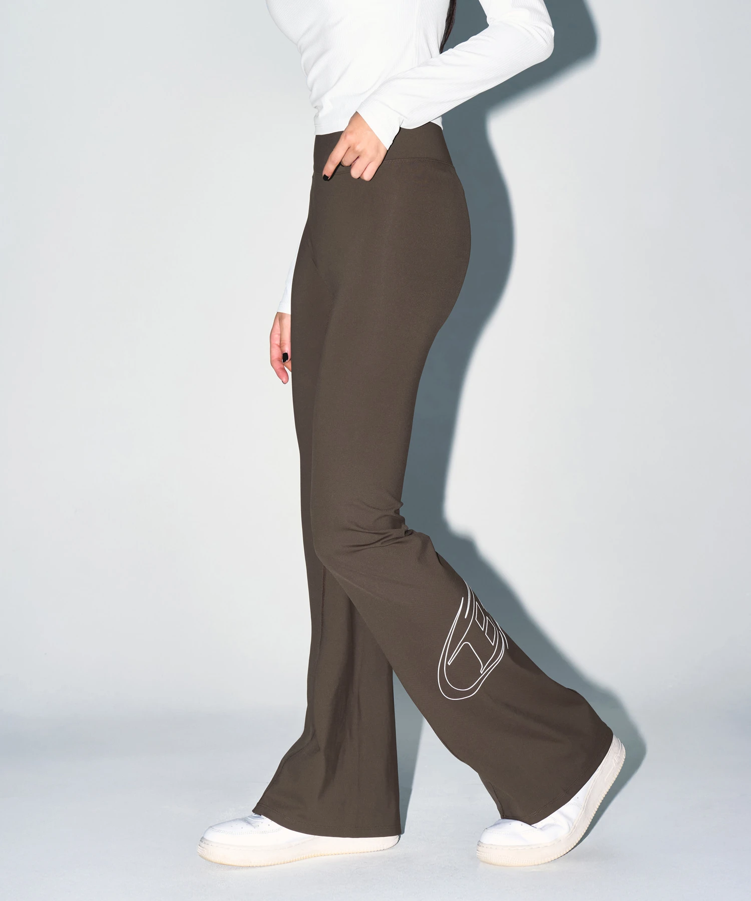 W STROKE B FLEECE BOOTS CUT LEGGINGS [BROWN]