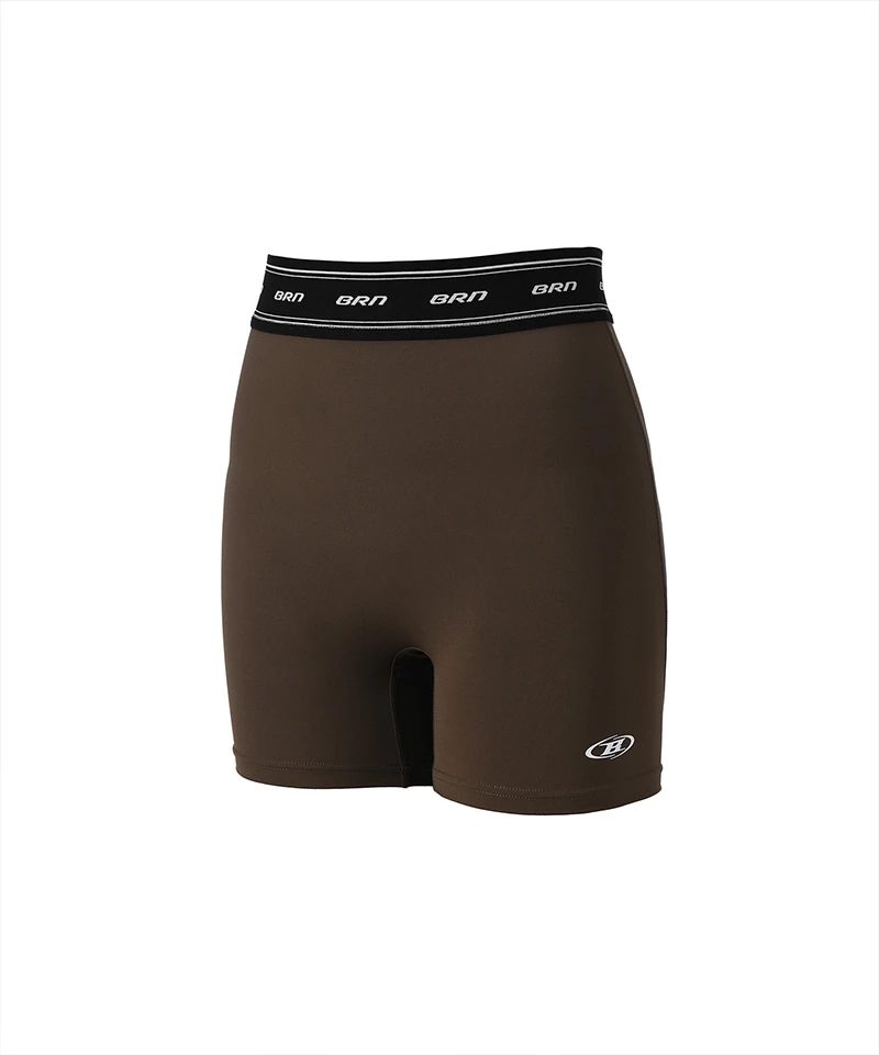 W DOUBLE LINE BAND 3.5 BIKER SHORTS [BROWN]