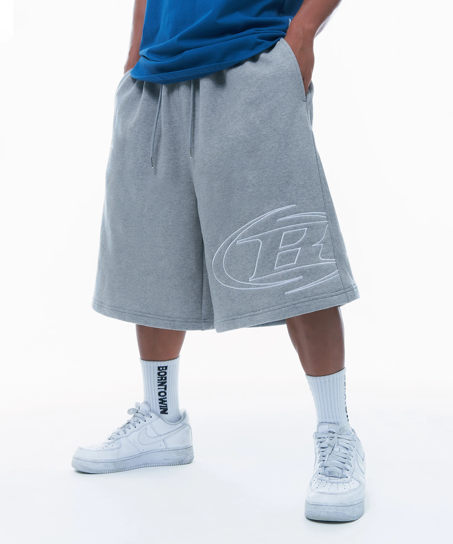 [大H pick] STROKE B HALF PANTS_LONG VER [MELANGE GREY]