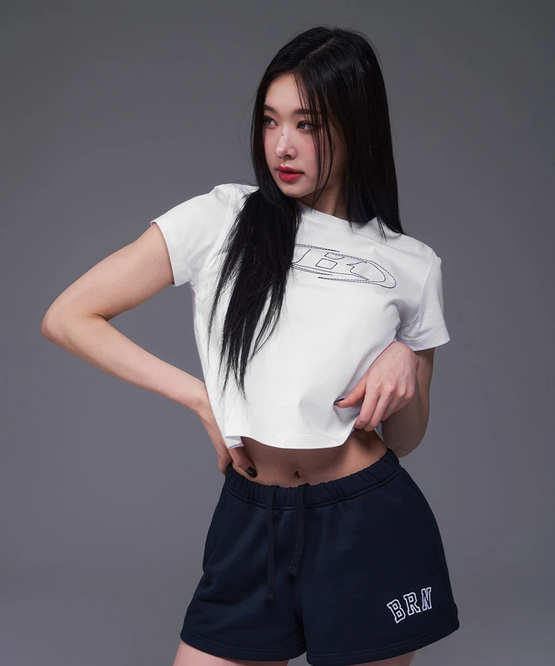 W STITCH LOGO REGULAR FIT T-SHIRTS [WHITE]