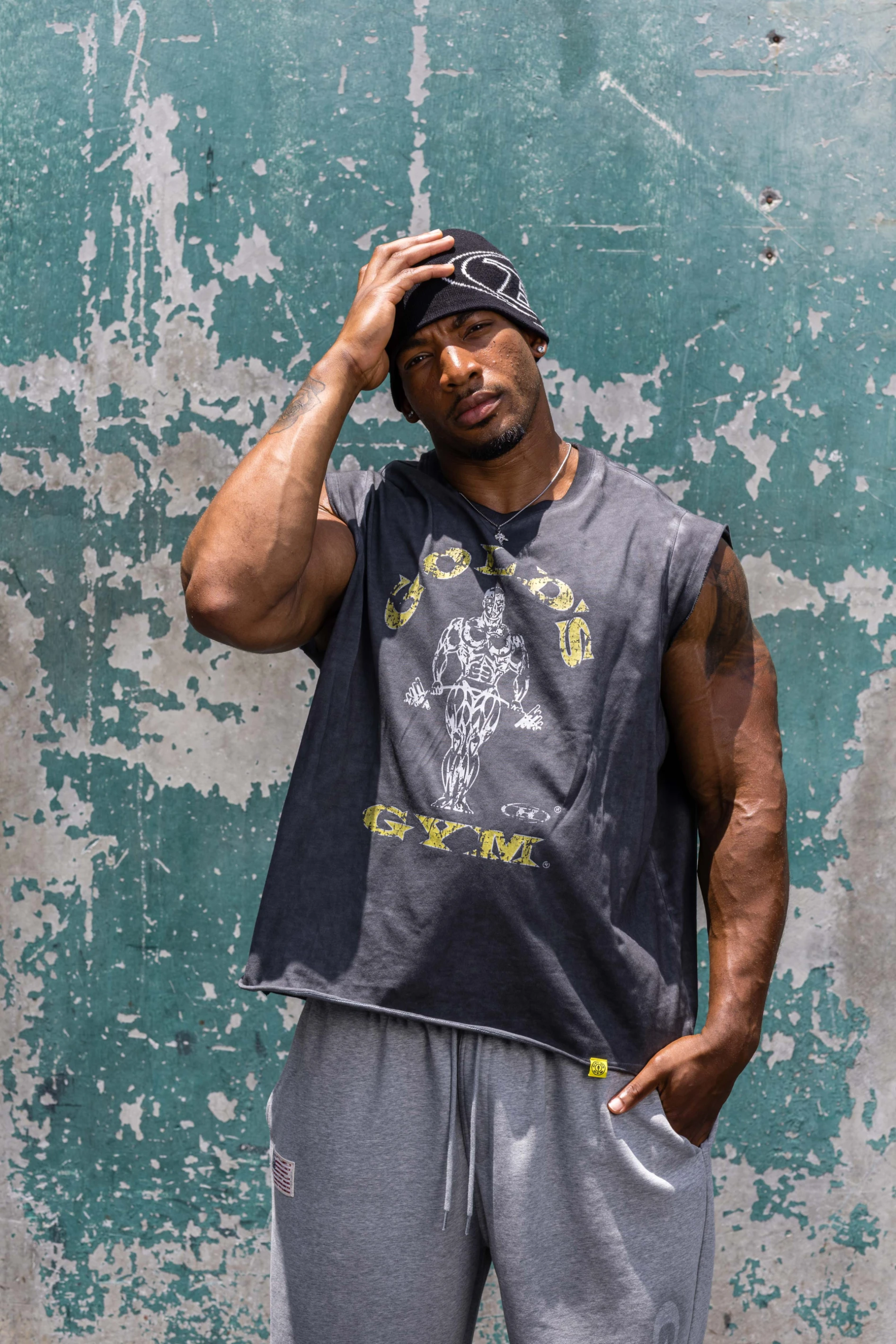[大H pick] GOLD'S MUSCLE JOE GARMENT DYED SLEEVELESS