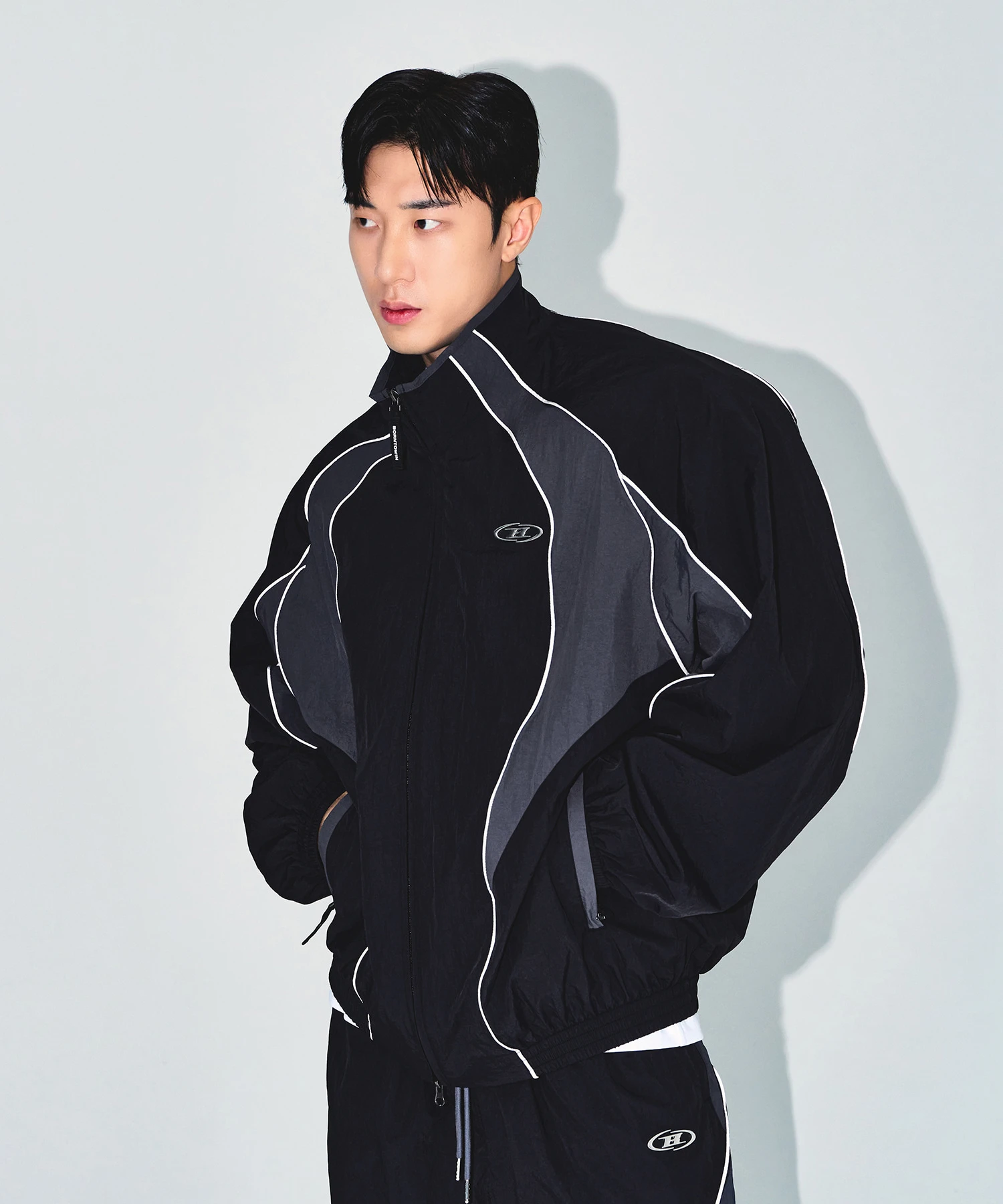 [大H pick]NYLON BLOCK JACKET [BLACK]