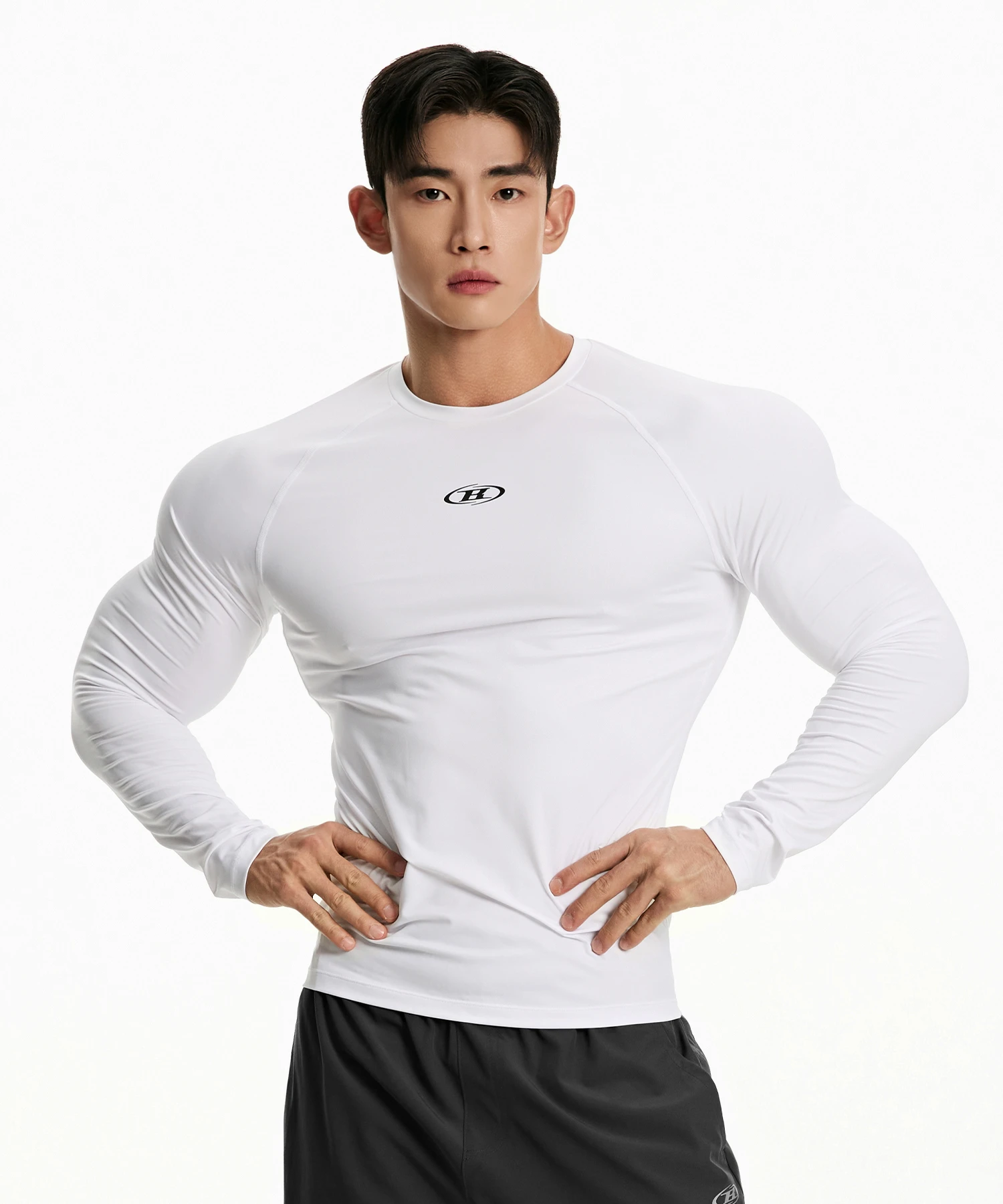 [大H pick] SYMBOL B COMPRESSION LONG SLEEVE [WHITE]