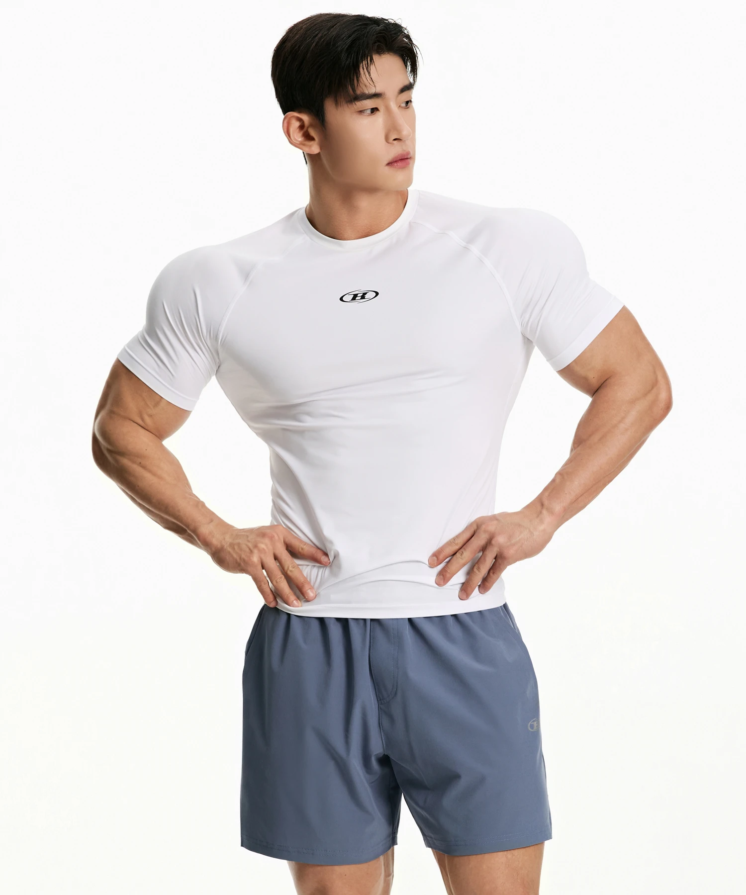 [大H pick] SYMBOL B COMPRESSION SHORT SLEEVE [WHITE]