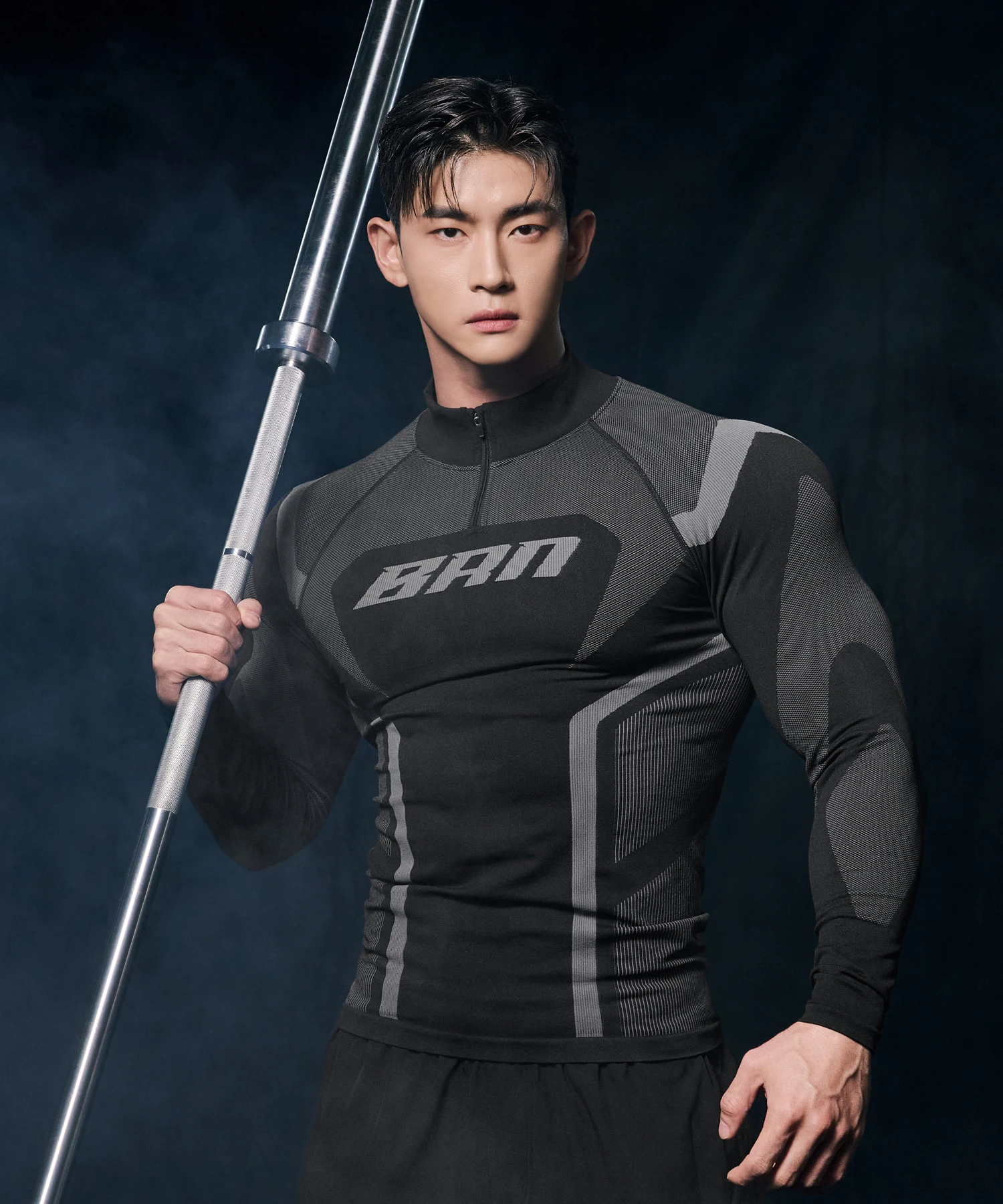 BRN ECLIPSE SEAMLESS HALF ZIP-UP LONG SLEEVE [ BLACK ]