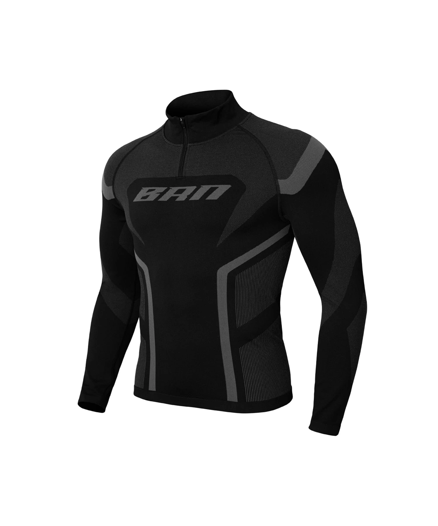 BRN ECLIPSE SEAMLESS HALF ZIP-UP LONG SLEEVE [ BLACK ]