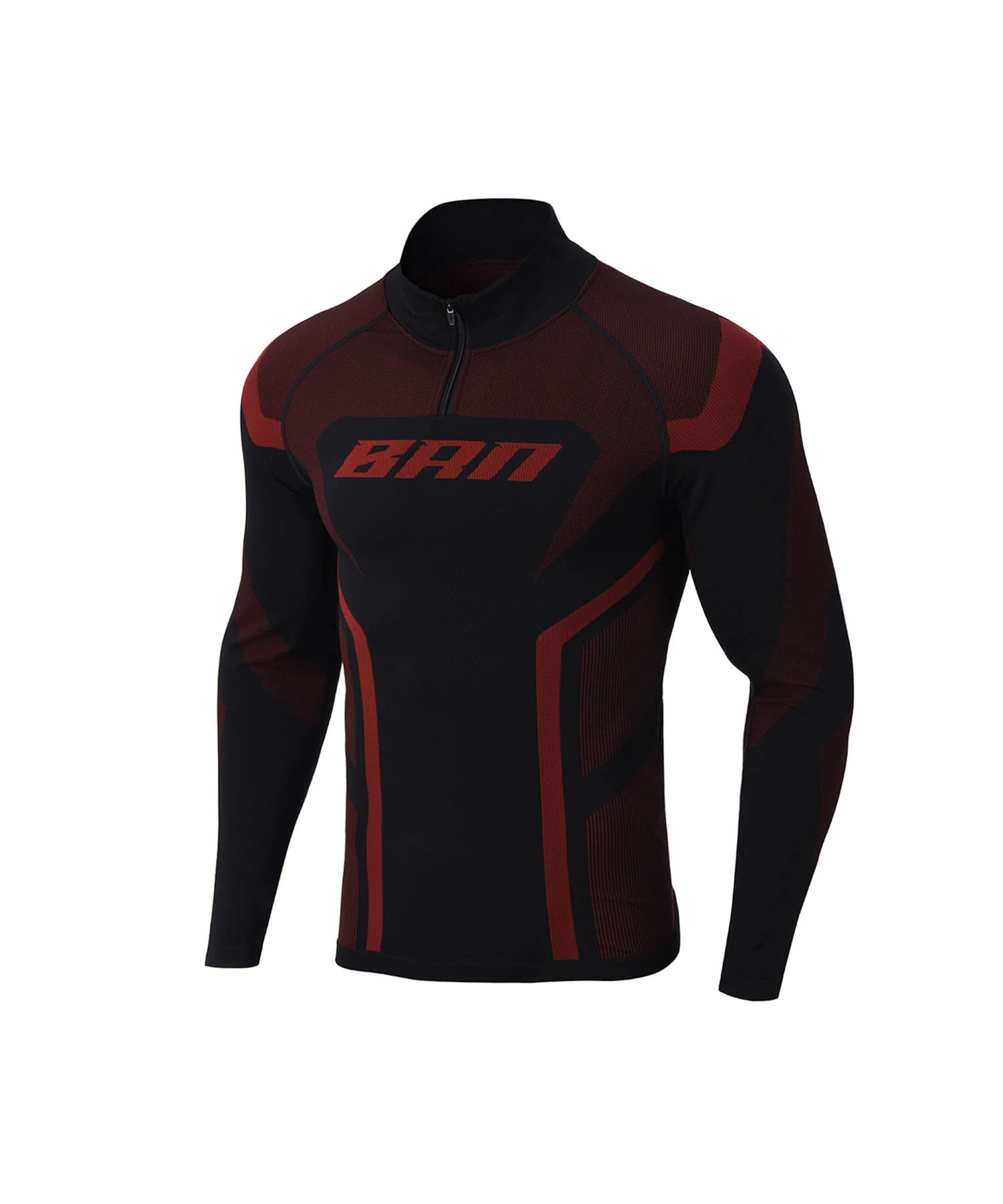 BRN ECLIPSE SEAMLESS HALF ZIP-UP LONG SLEEVE [RED]