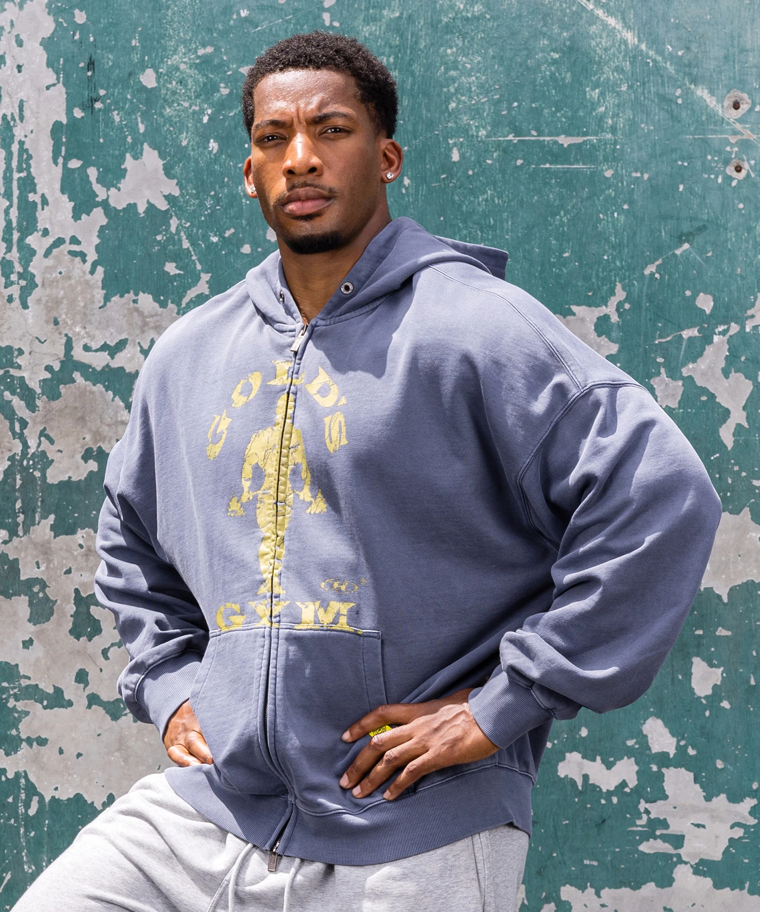 GOLD'S FILLED JOE GARMENT DYED HOODIE ZIP-UP [NAVY]