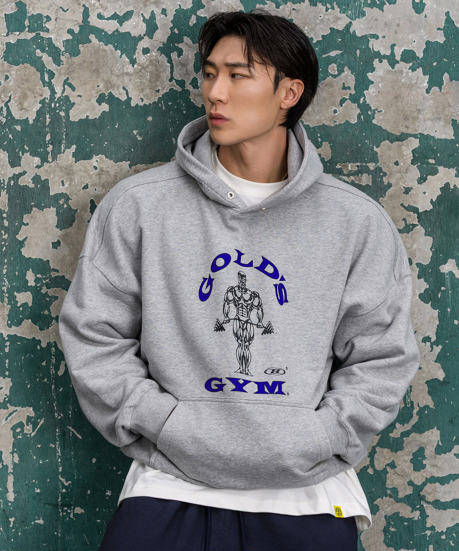 [大Hpick]GOLD'S MUSCLE JOE HOODIE [MELANGE GREY]
