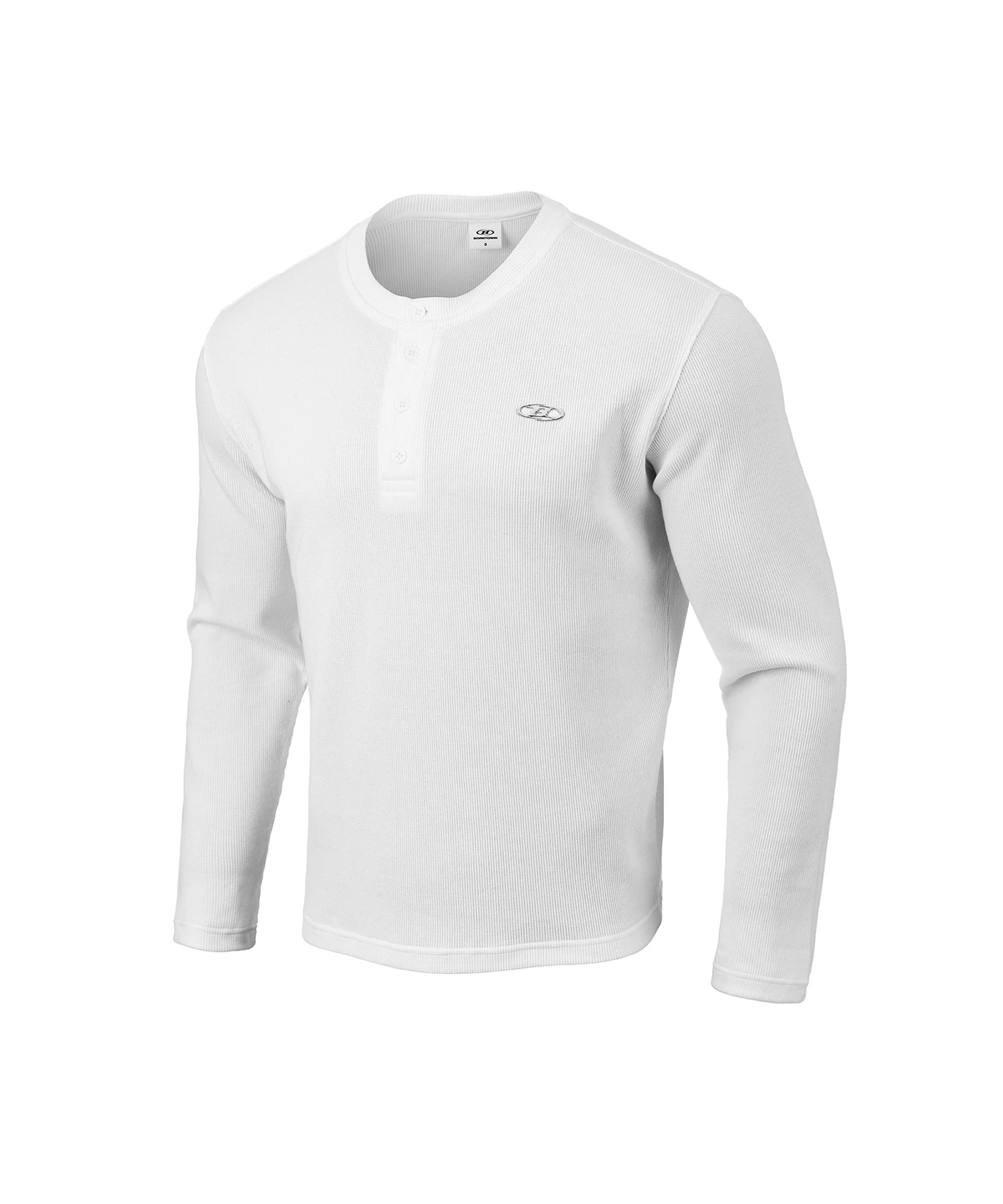 [大H pick ] B PENDANT HENRY NECK WAFFLE LONG SLEEVE [WHITE]