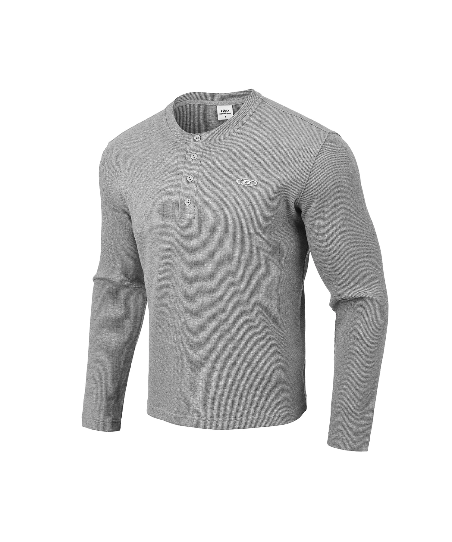 [大H pick ]B PENDANT HENRY NECK WAFFLE LONG SLEEVE [MELANGE GREY]