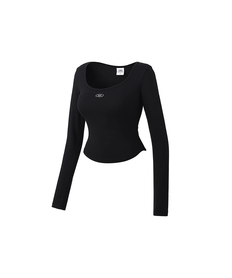 W U-NECK MODAL LONG SLEEVE [BLACK]