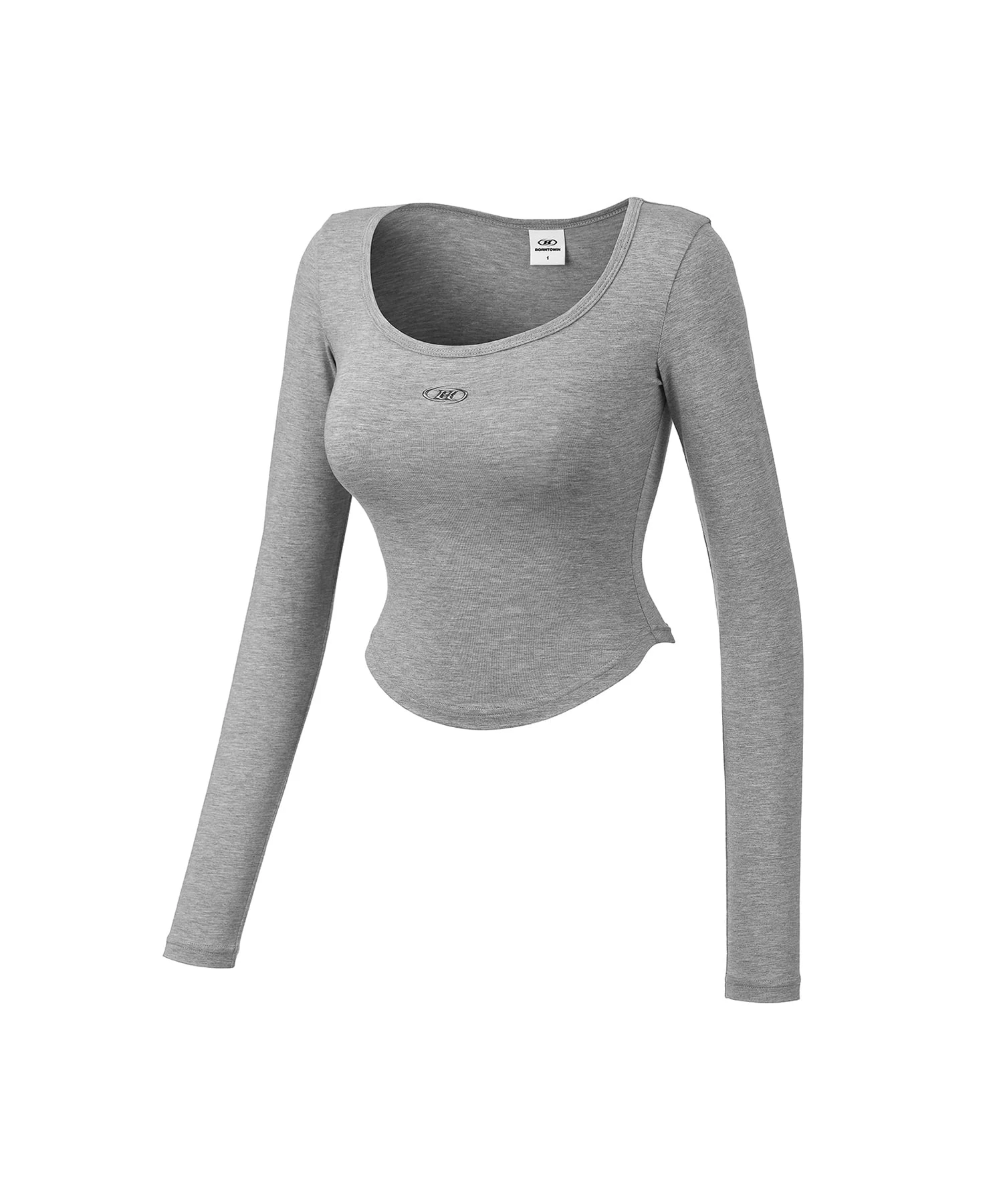 W U-NECK MODAL LONG SLEEVE [MELANGE GREY]