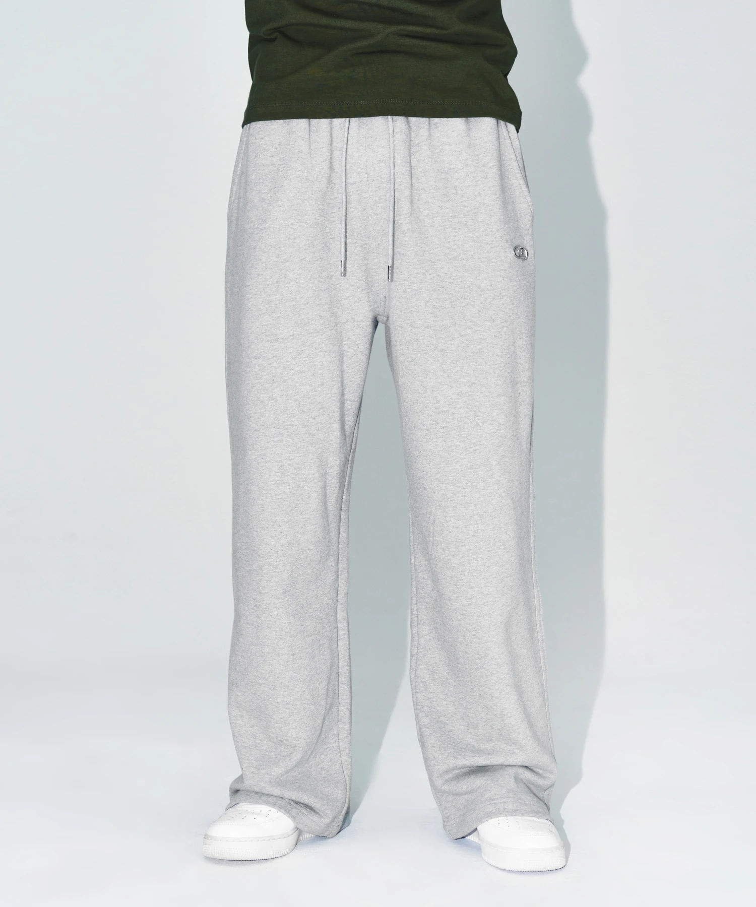[大H pick]CHROME B SEMI WIDE PANTS [MELANGE GREY]