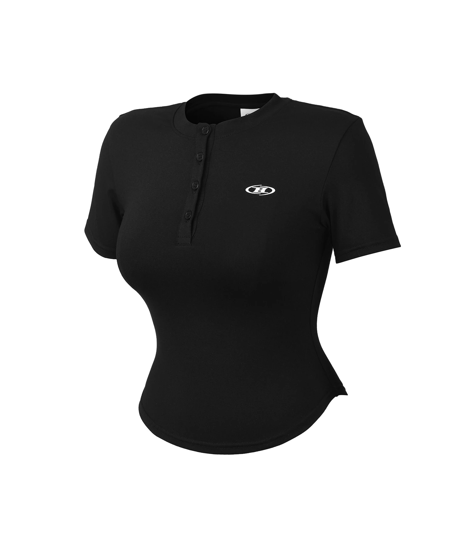 W B SOFT HENRY NECK T-SHIRTS [BLACK]