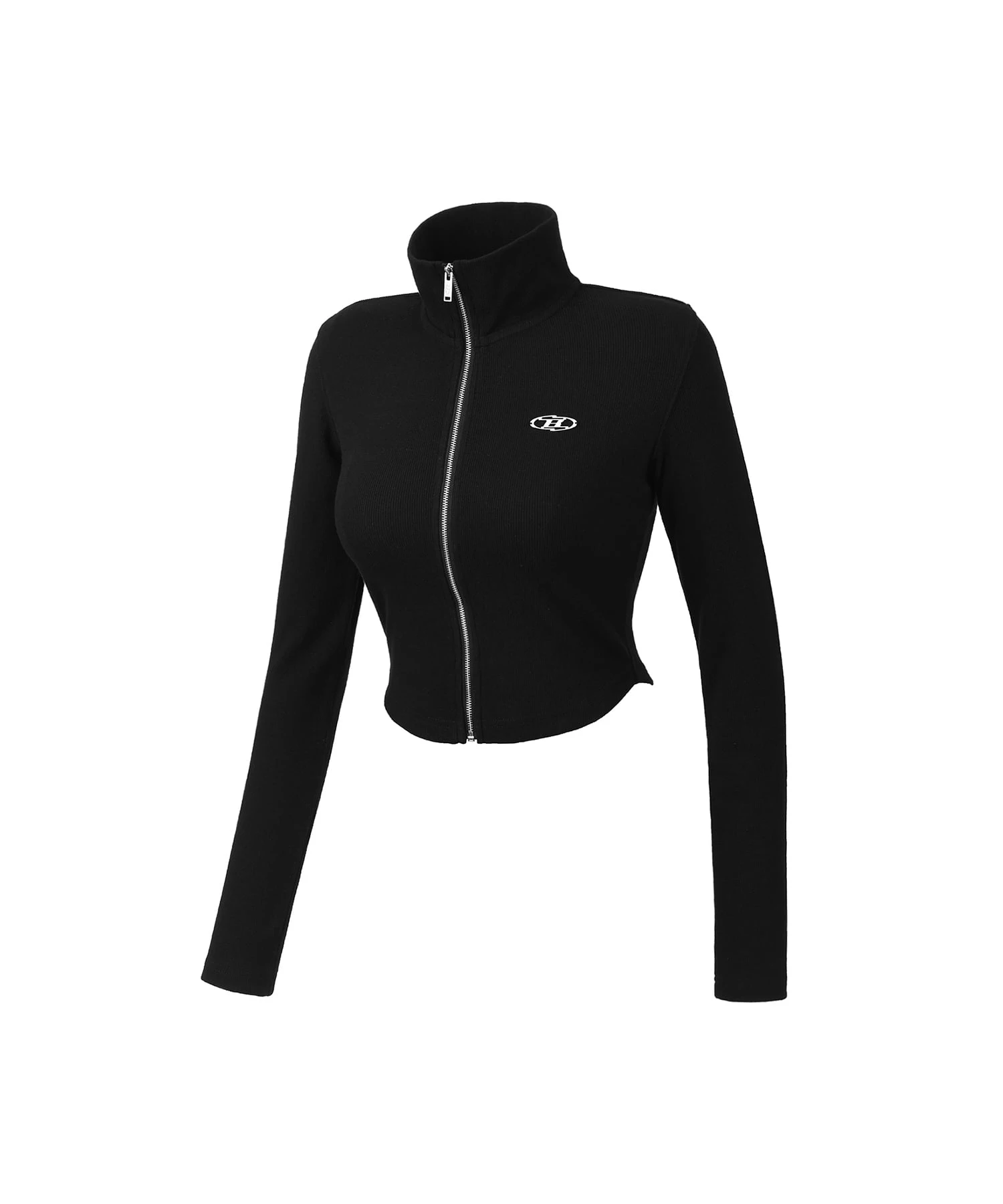 W B PENDANT RIBBED ZIP-UP [BLACK]