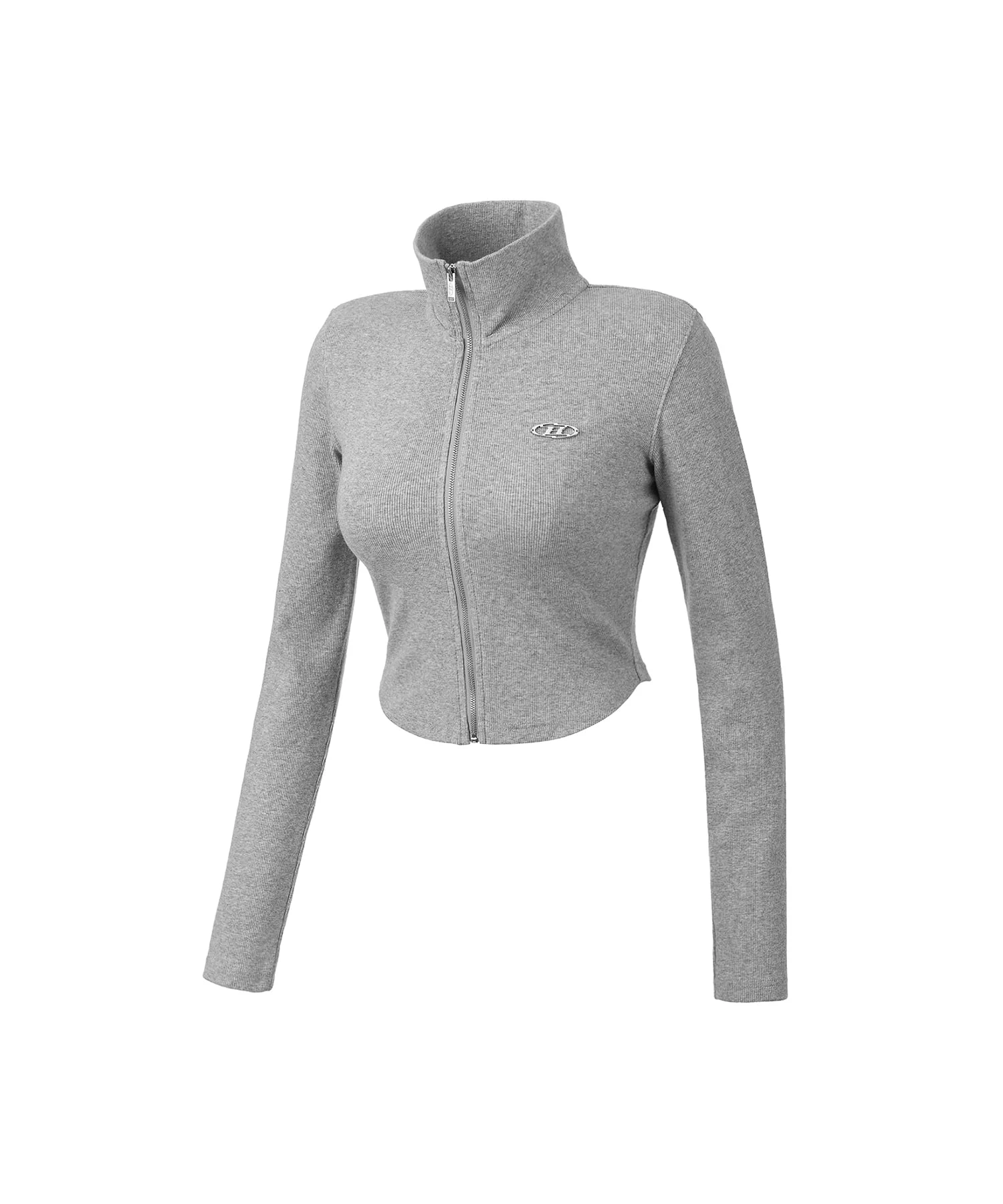 W B PENDANT RIBBED ZIP-UP [MELANGE GREY]