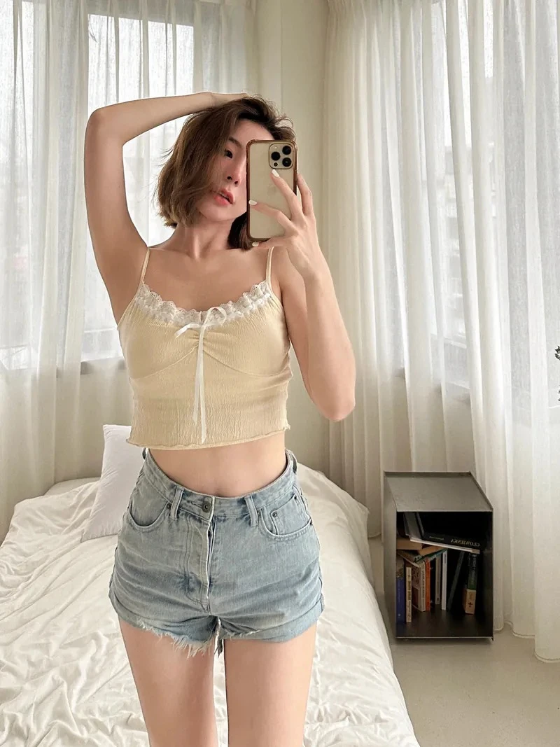 RS925 High-rise Denim Shorts - Blue