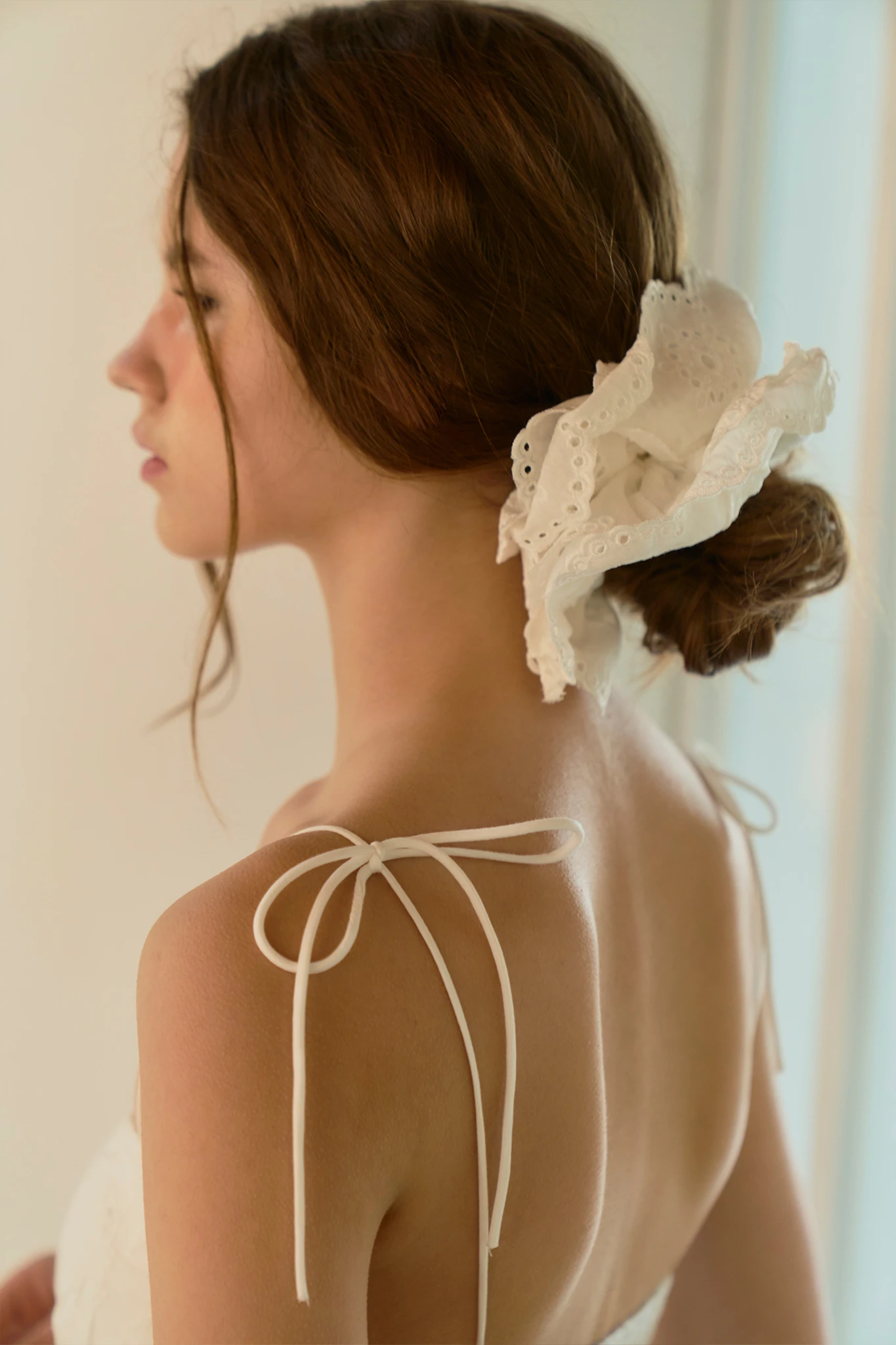 Ruffle Layered Scrunchie - White