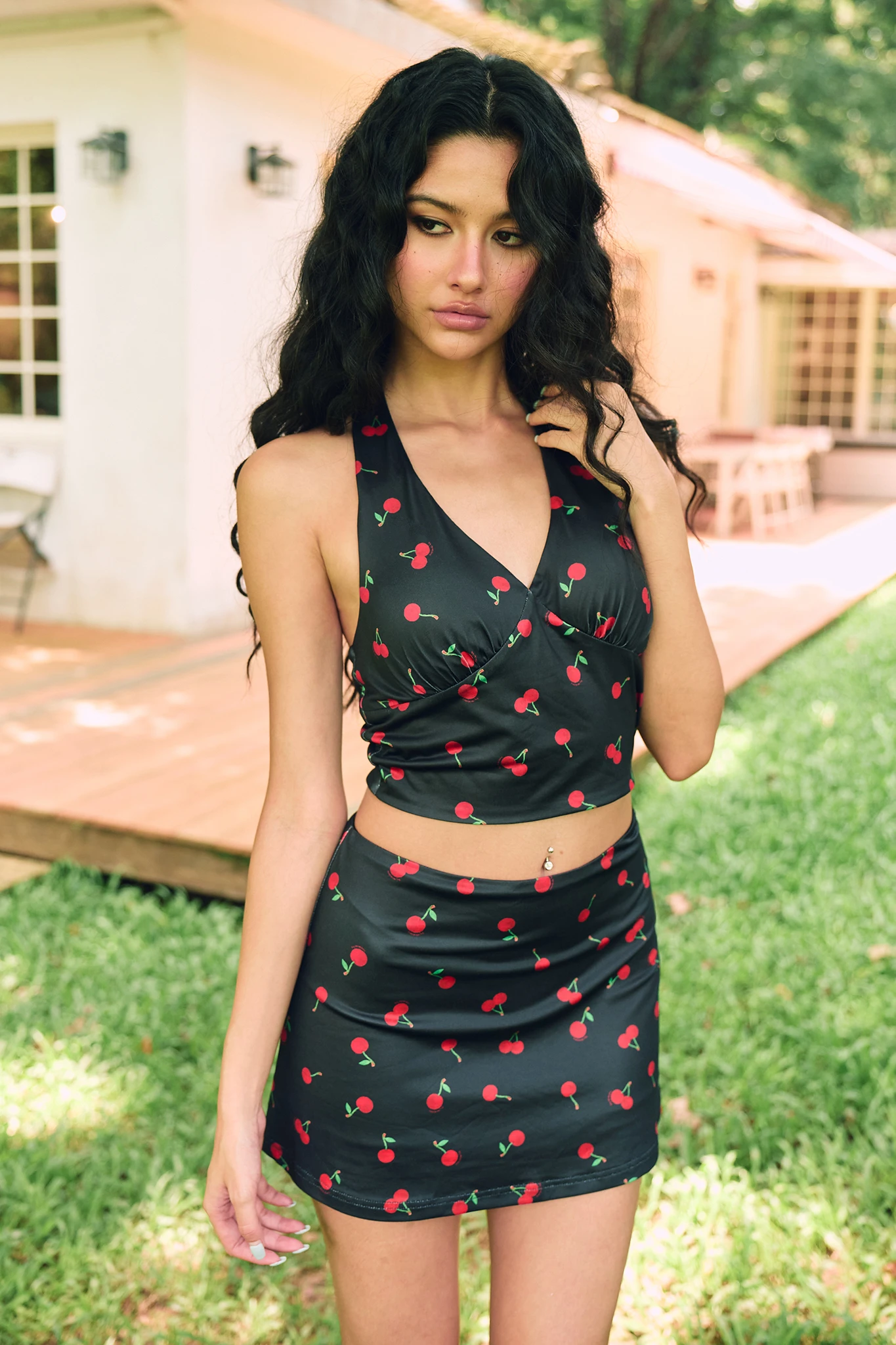Cherry On Top Halter Bra Top - Black