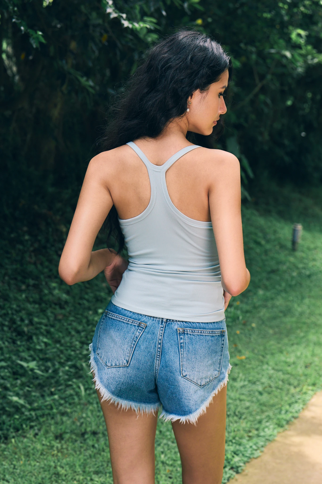 Homie Rib Tank Bra Top - Baby Blue
