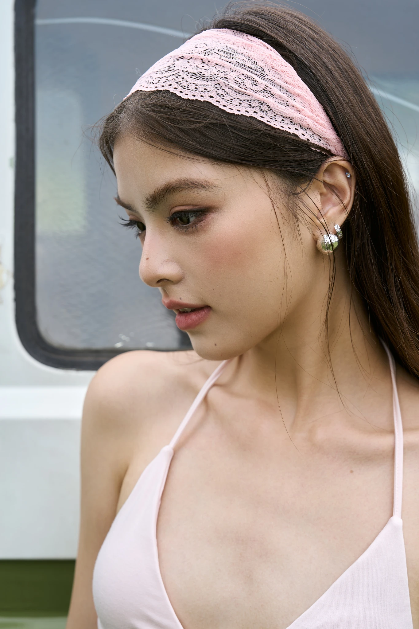 Audrey Lacy Headband - Pink
