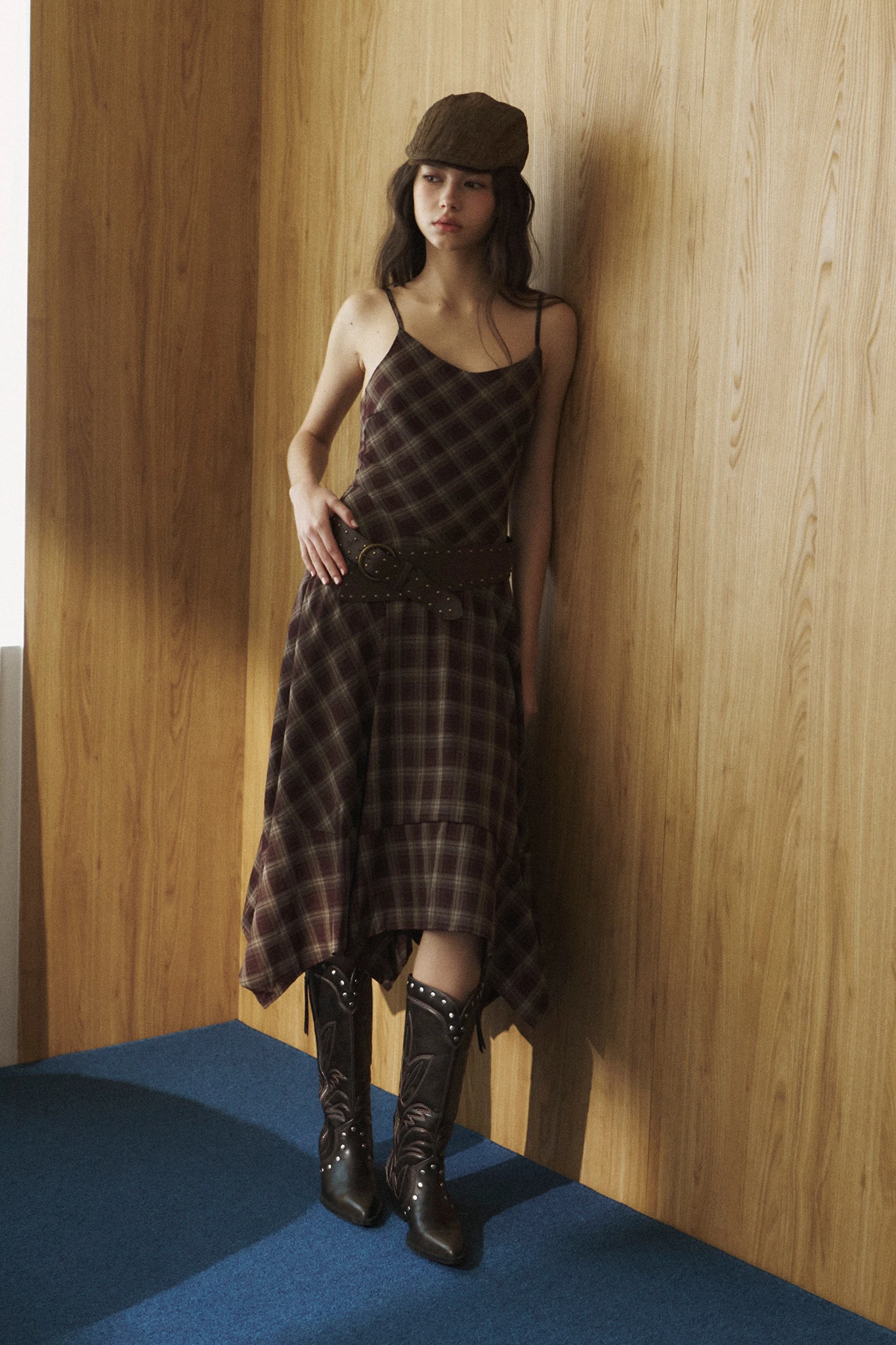 Out-plaid Dress - Brown