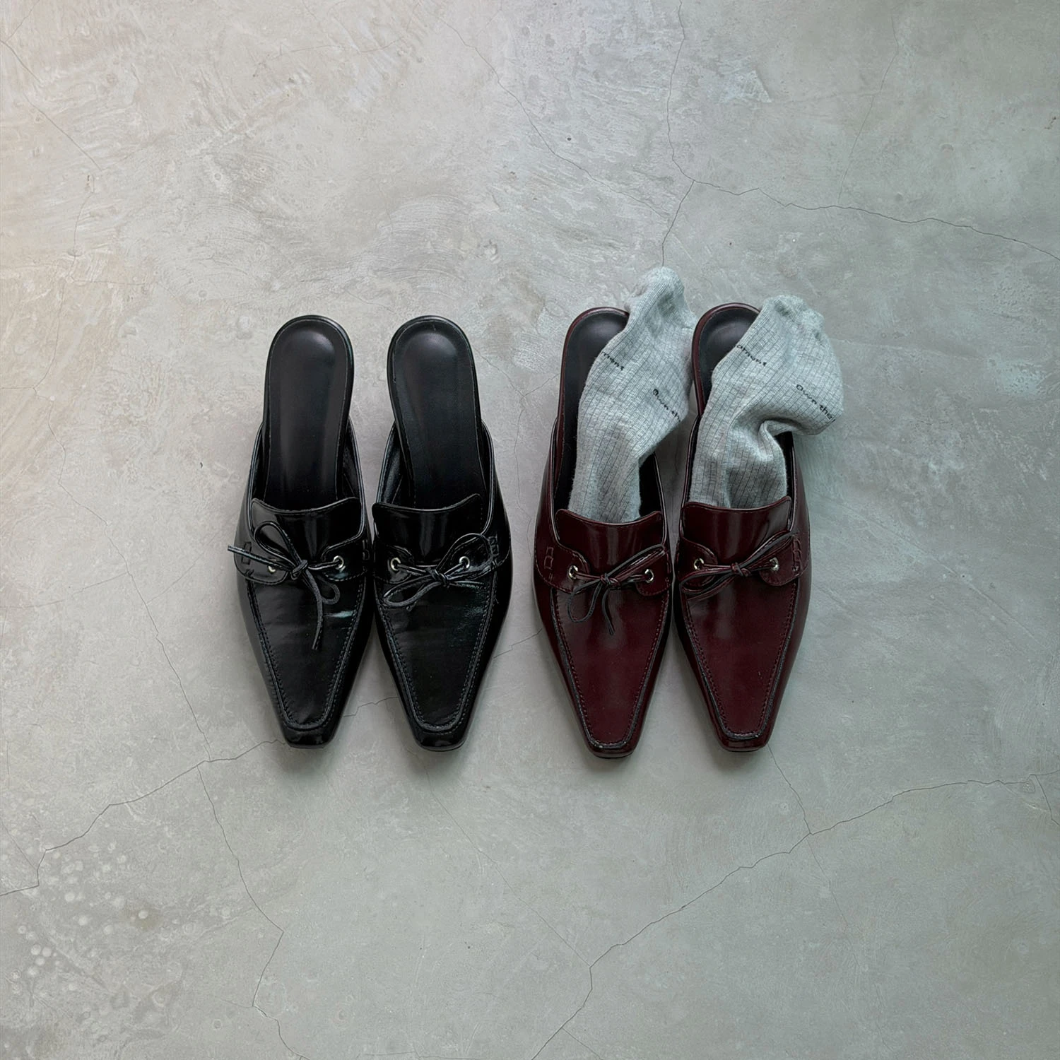 F1001 梯形綁帶穆勒跟鞋 / 2 colors