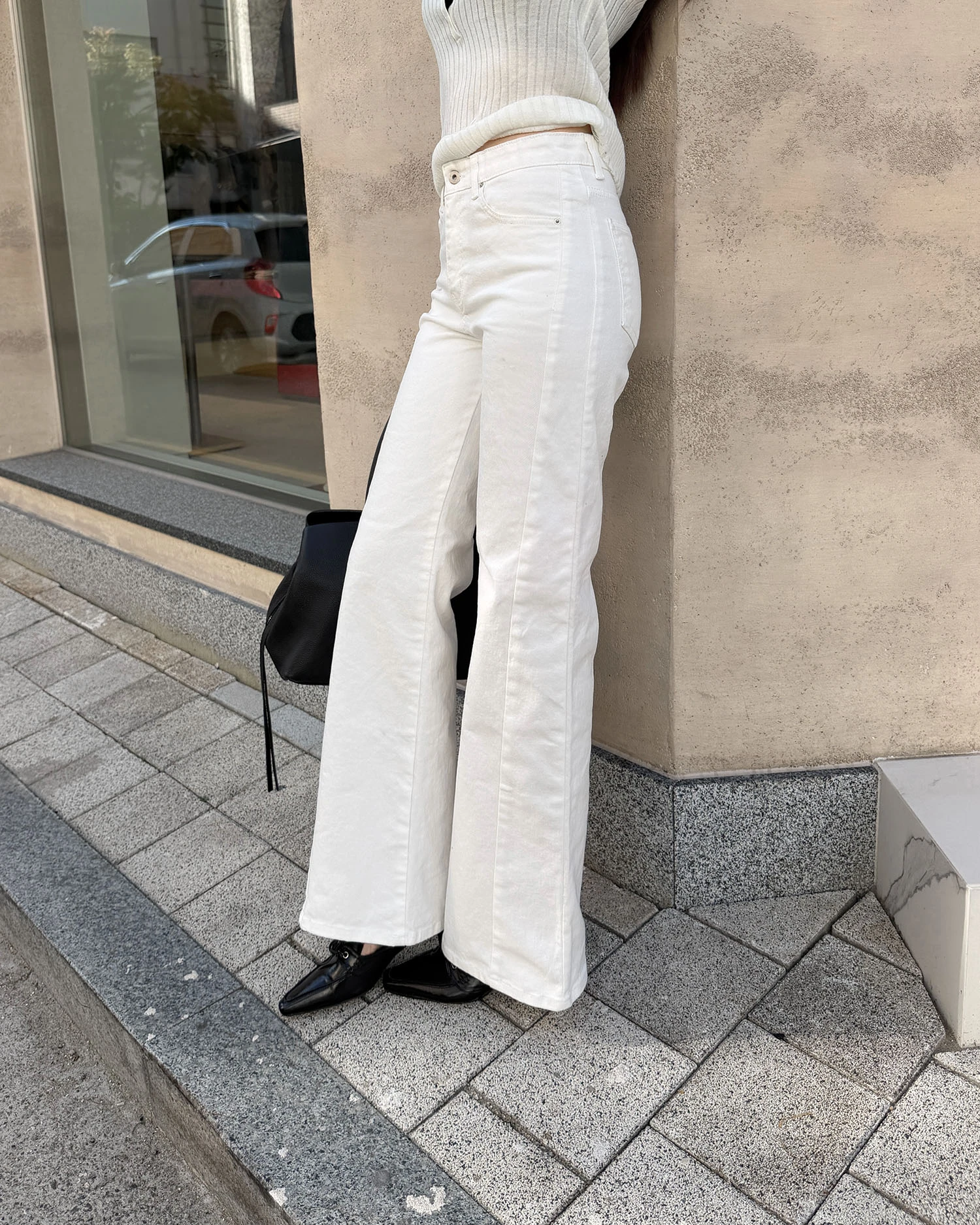 B1029 內鬆緊彈性舒服褲 / 白