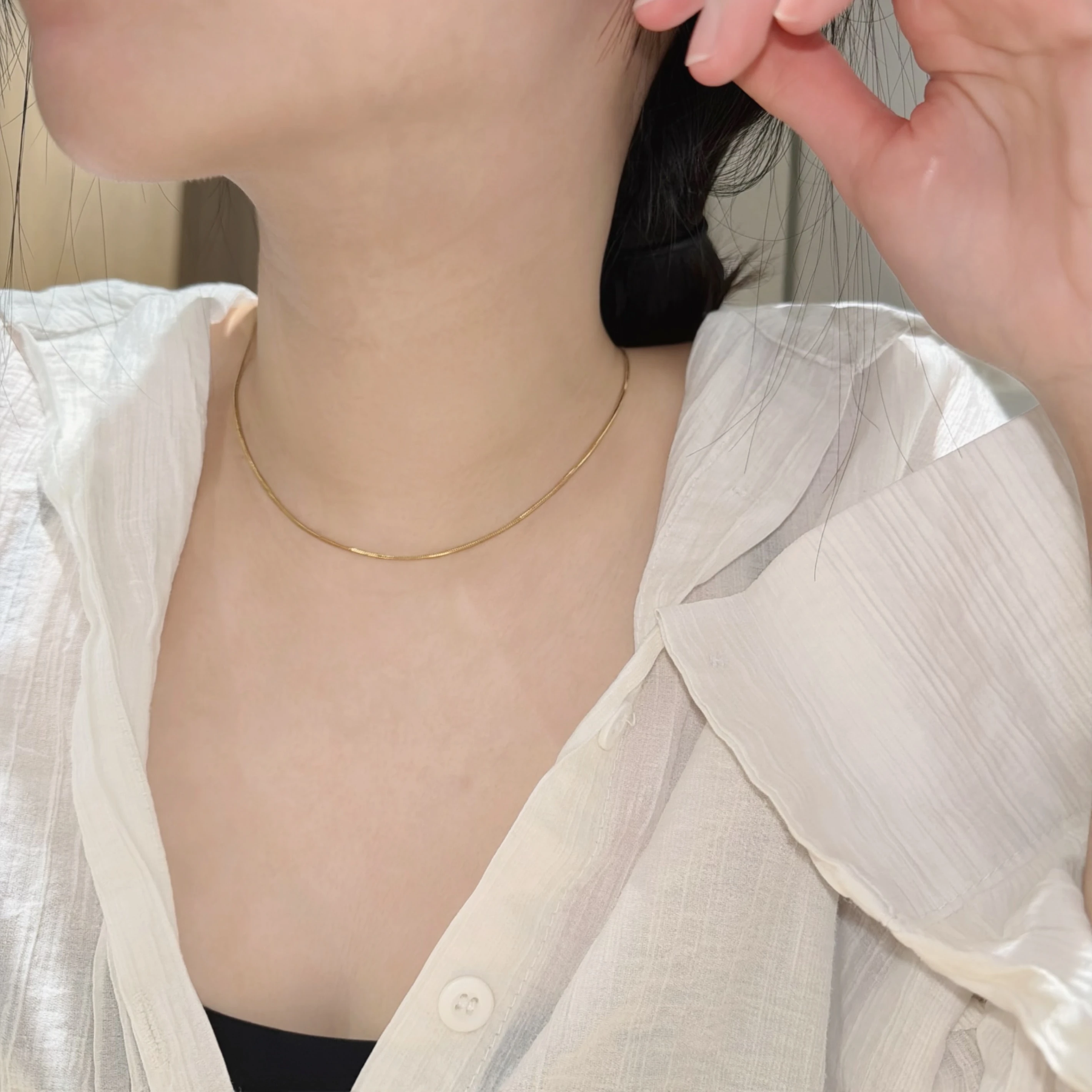 極細素雅蛇骨項鍊｜兩色