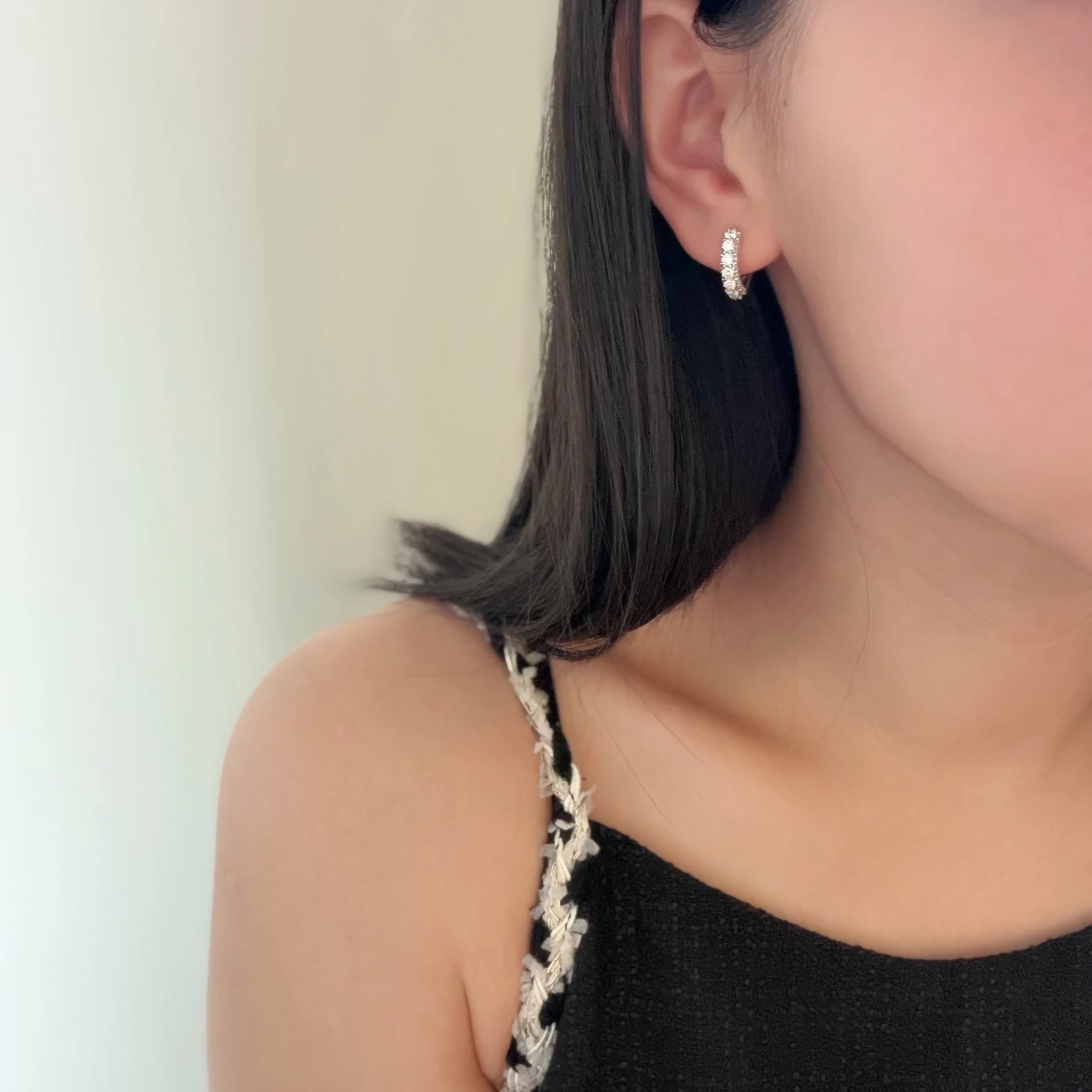 【925銀】莫桑鑽鑲圈耳環