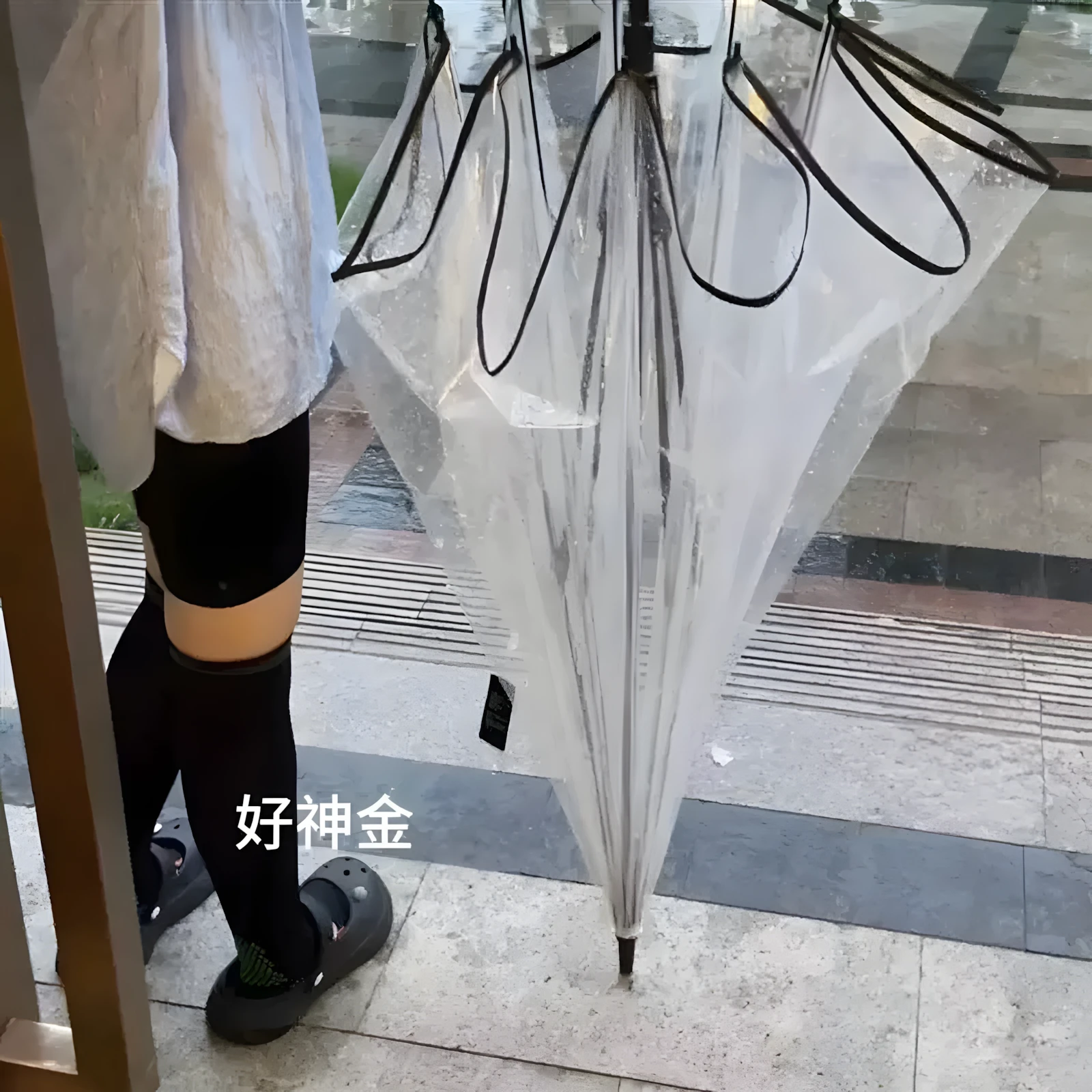 加粗加厚透明直柄雨傘