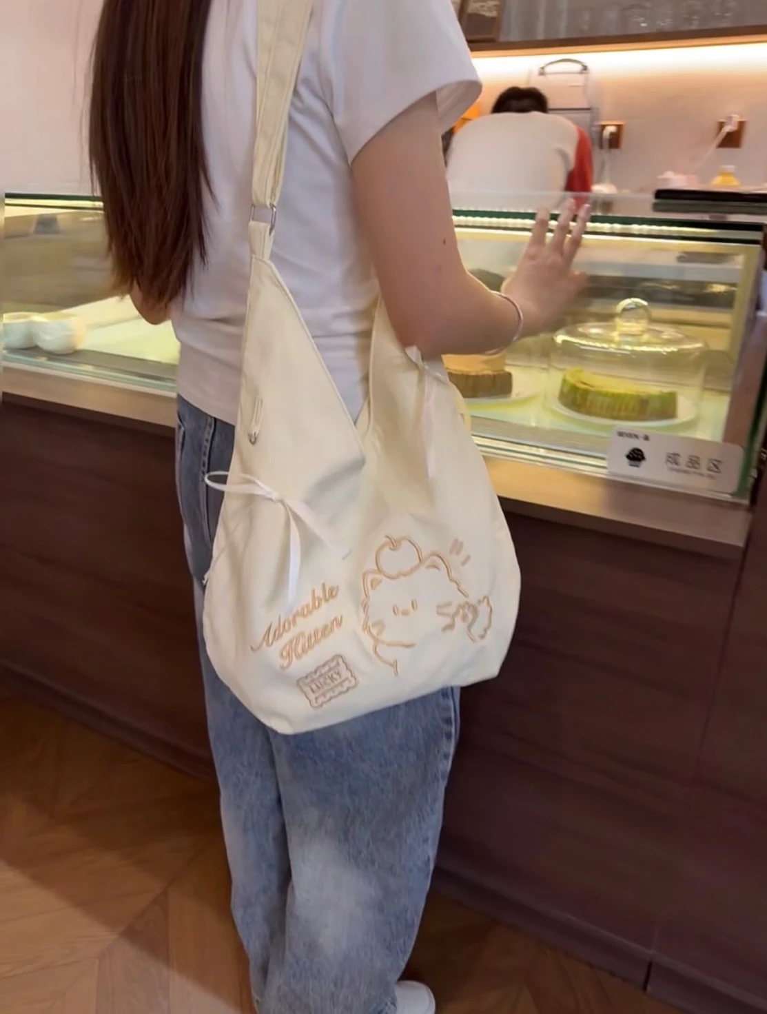 蘋果小貓蝴蝶結托特包