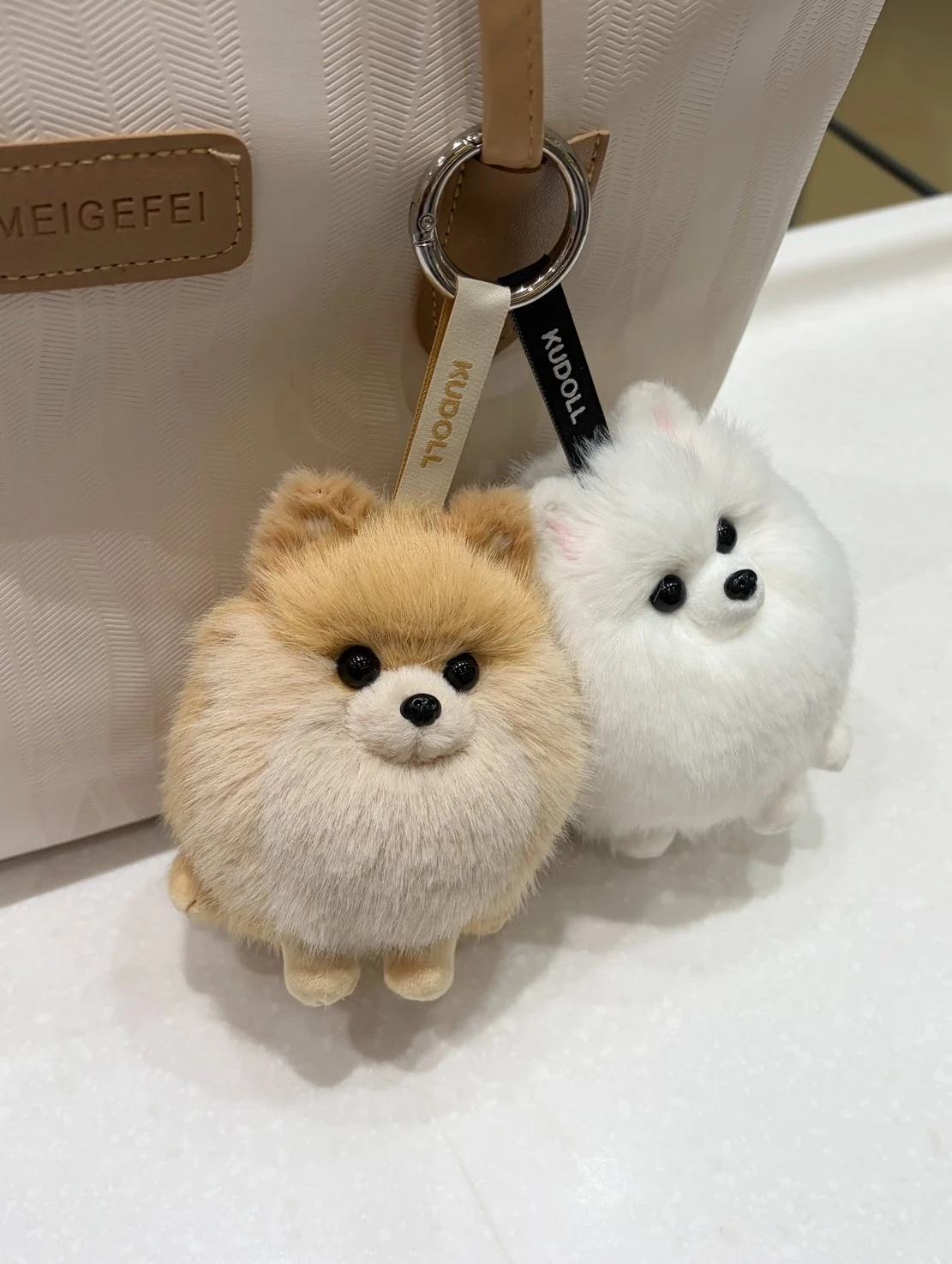 仿真博美Bobo毛絨掛件
