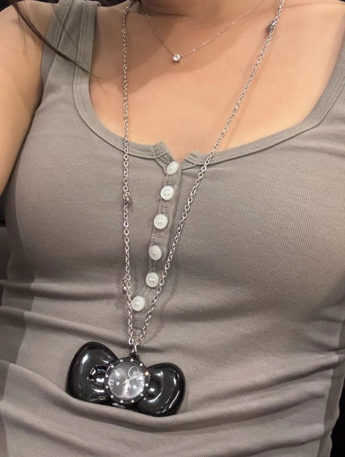 Hello Kitty 蝴蝶結懷錶項鍊