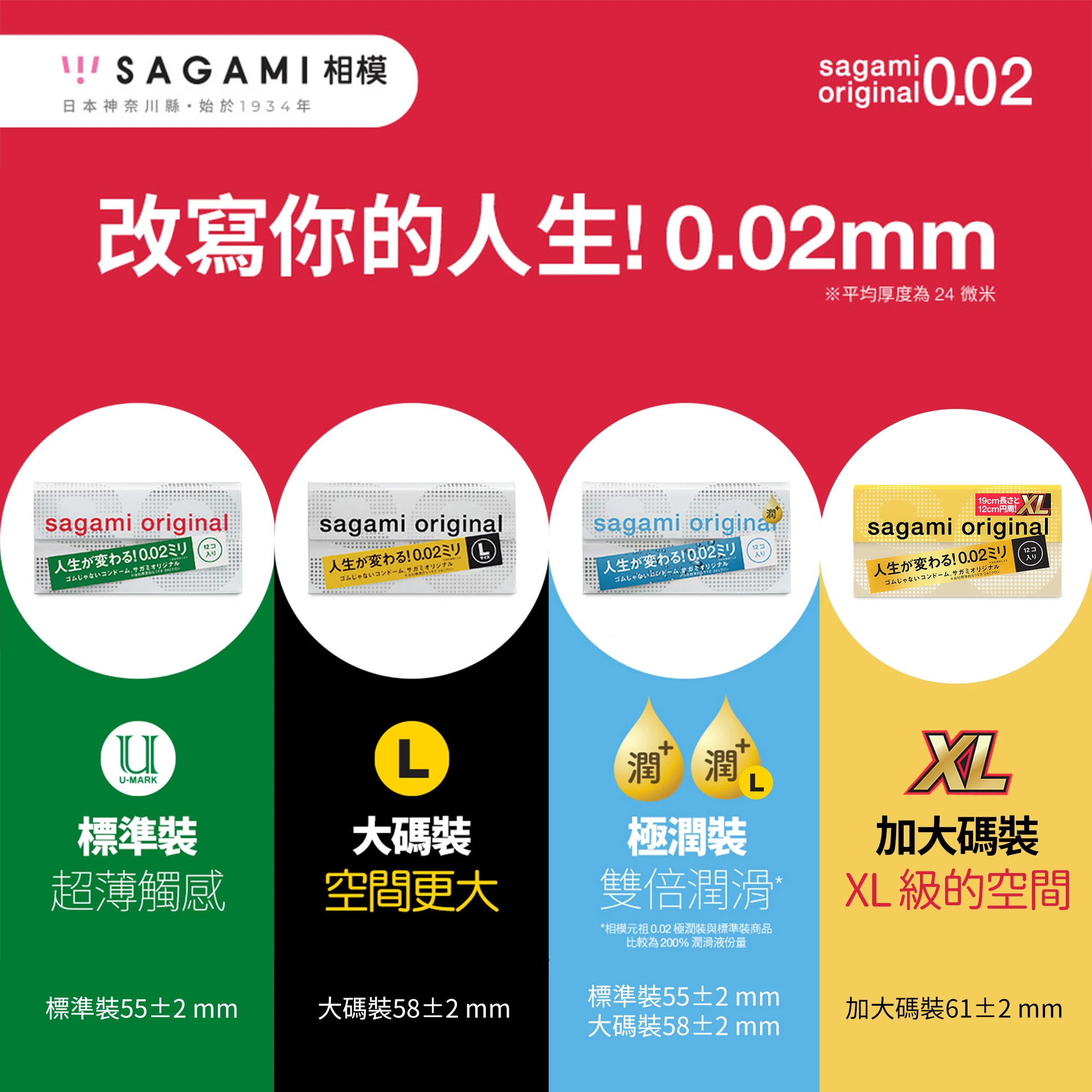 sagami相模 002超激薄 L極潤大碼裝 20片裝