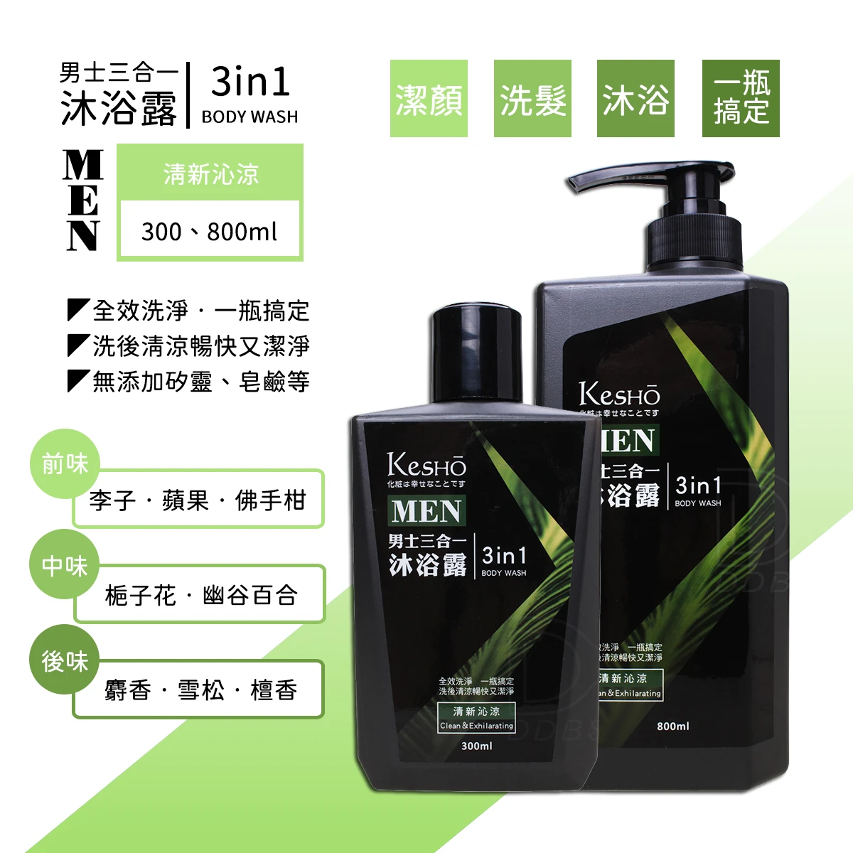 KesHO MEN男士三合一沐浴露