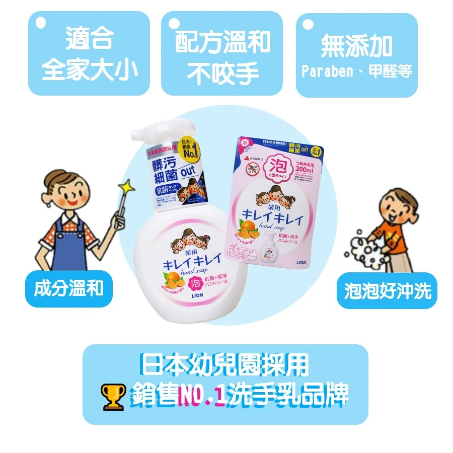 日本獅王 清爽柑橘 趣淨洗手慕斯