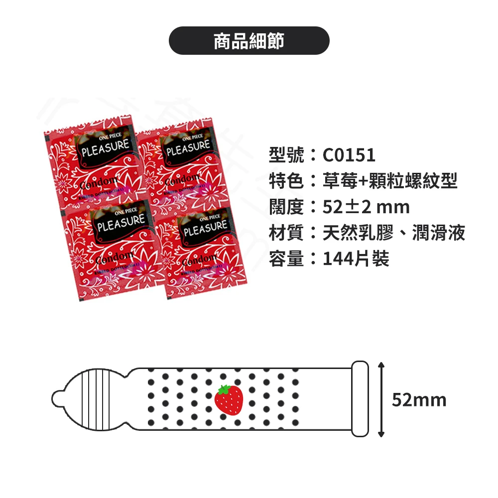 C0151 樂趣保險套 草莓果味+顆粒螺紋型 144片裝