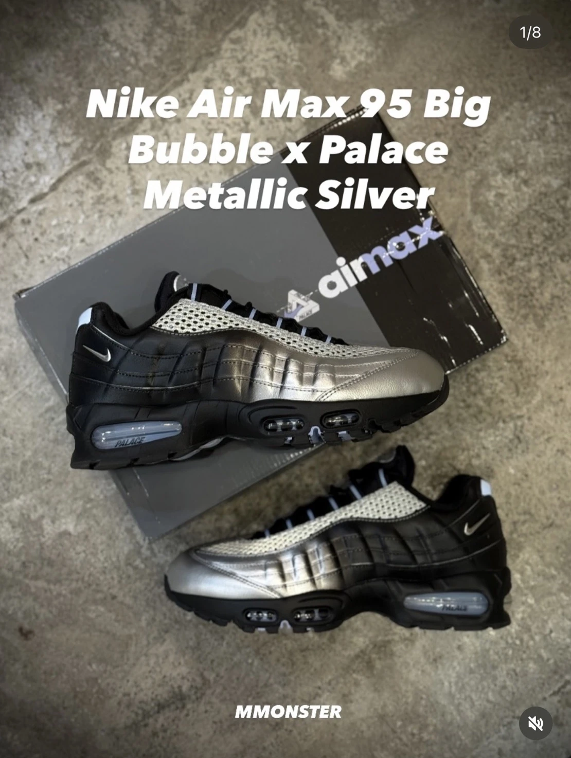 Air Max 95 Big Bubble x Palace Metallic Silver 漸層銀黑藍 IQ7708-095