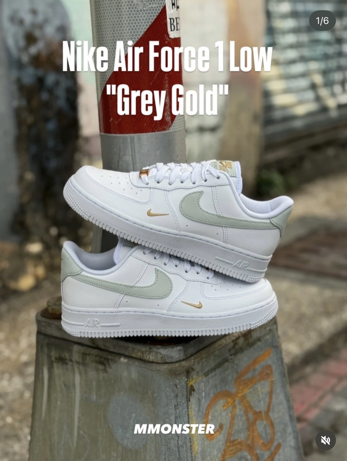 W Nike Air Force 1 "Grey Green" 抹茶綠 小金勾 CZ0270-106