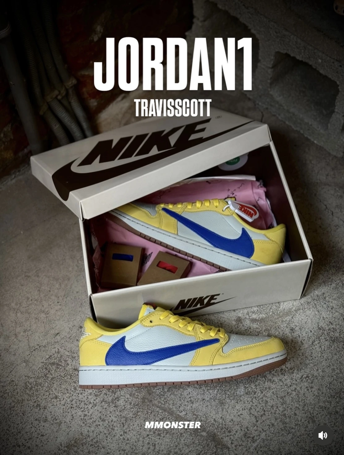 Air Jordan 1 x Travis Scott Low OG "Canary" WMNS 倒鉤 荔枝皮 黃藍 DZ4137-700