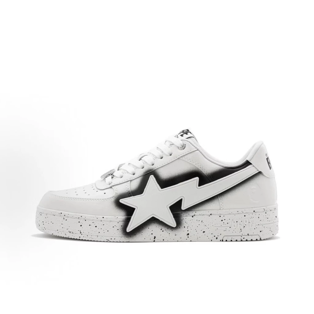 A Bathing Ape Bape BapeSTA OS 米白漆皮 大流星 噴漆潑墨效果